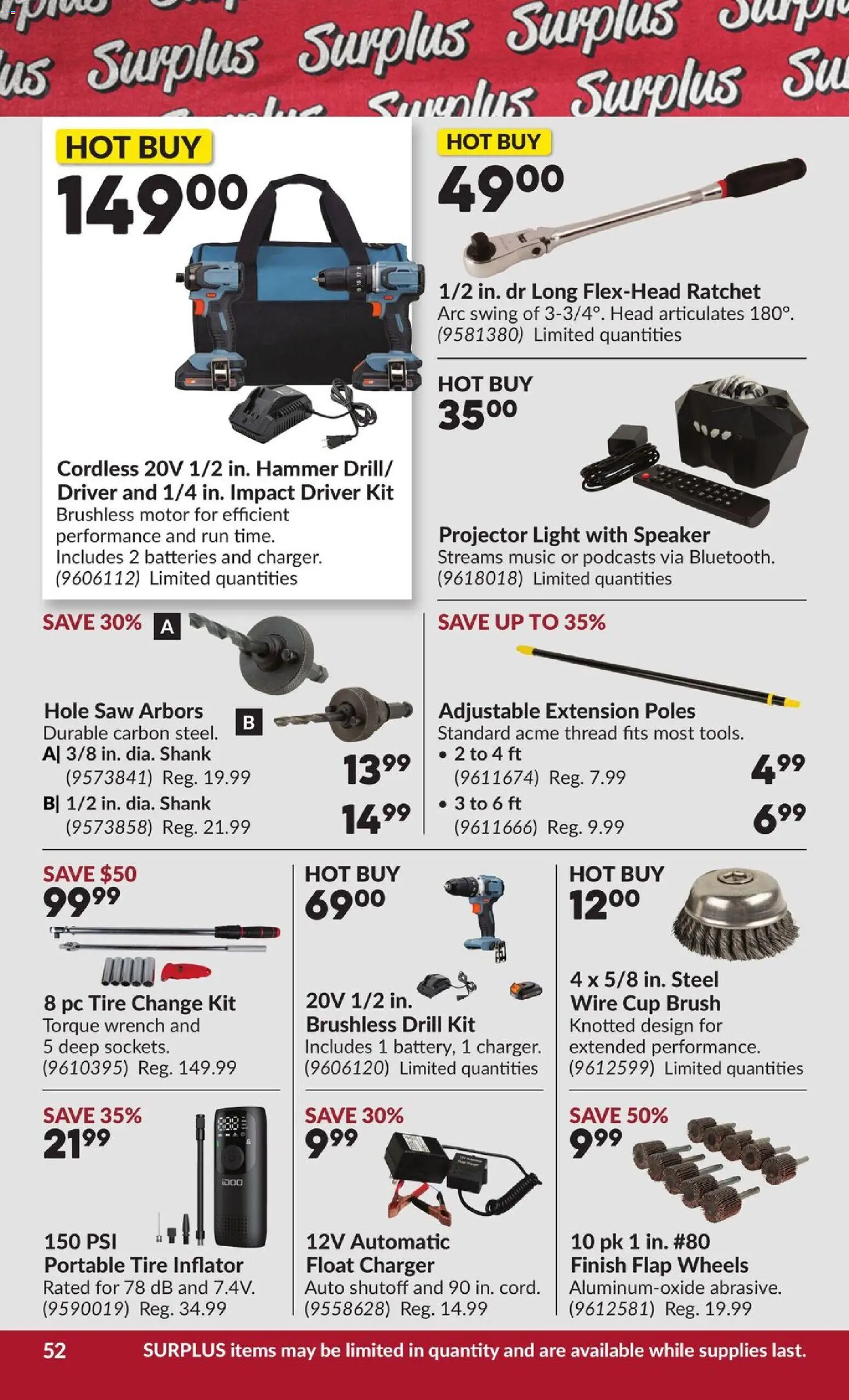 Princess Auto flyer valid from Jul 28, 2026 | Page: 57 | Products: PC, Speaker, Brush, Batteries