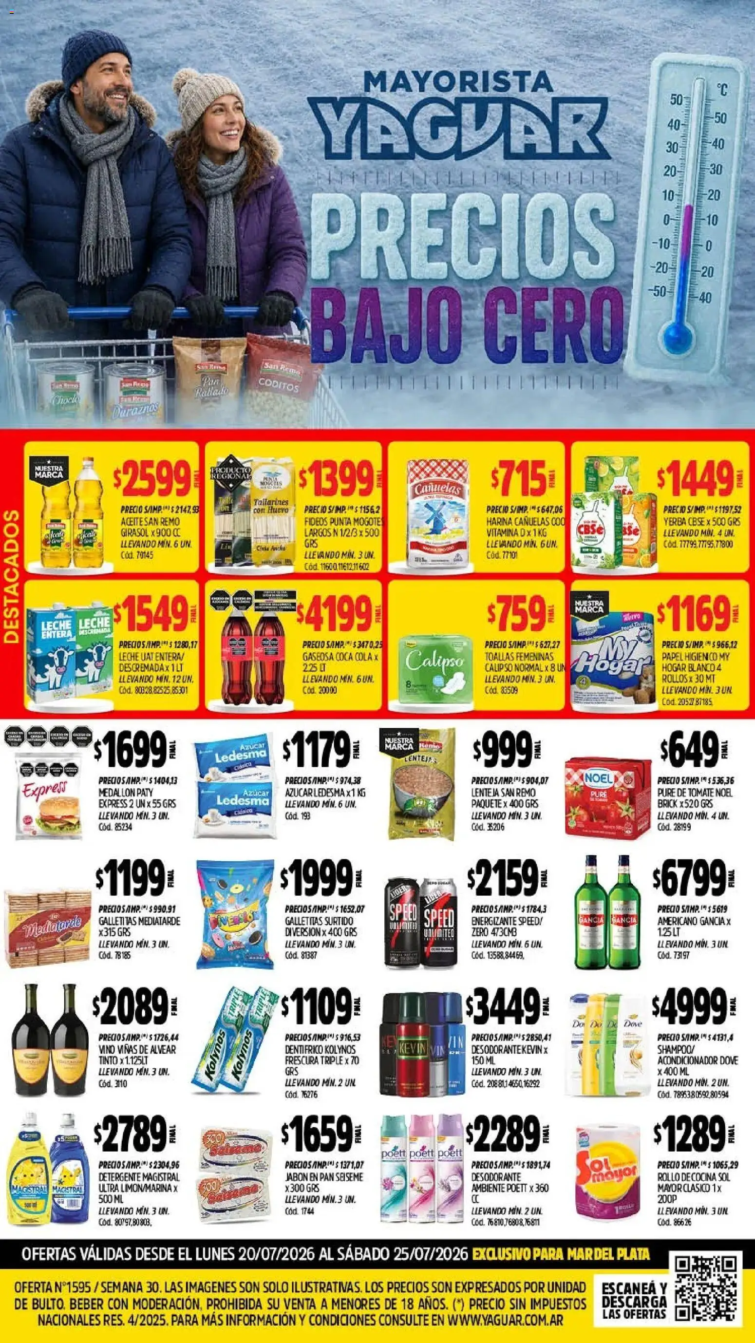 Yaguar - Oferta Semanal Mar del Plata │ válido desde el 20/07/2026 | Página: 1 | Productos: Papel higiénico, Cocina, Azucar, Tomate