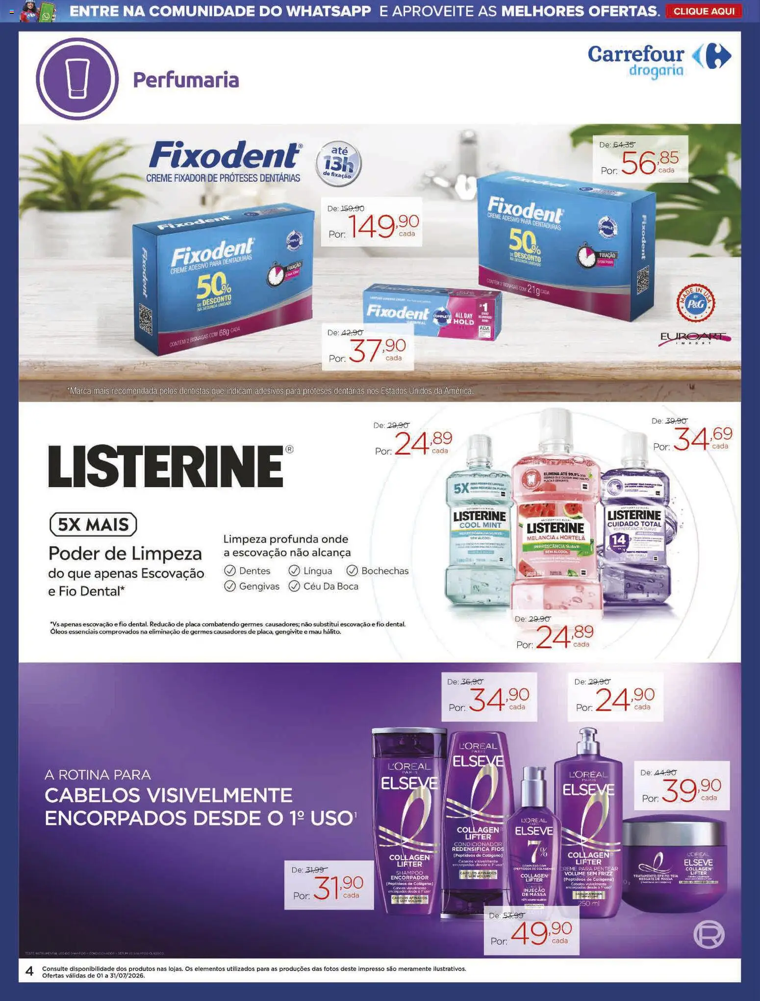Carrefour Folheto - válido de 01/07/2026 | Página: 4 | Produtos: Melancia, Hortelã, Condicionador, Tela