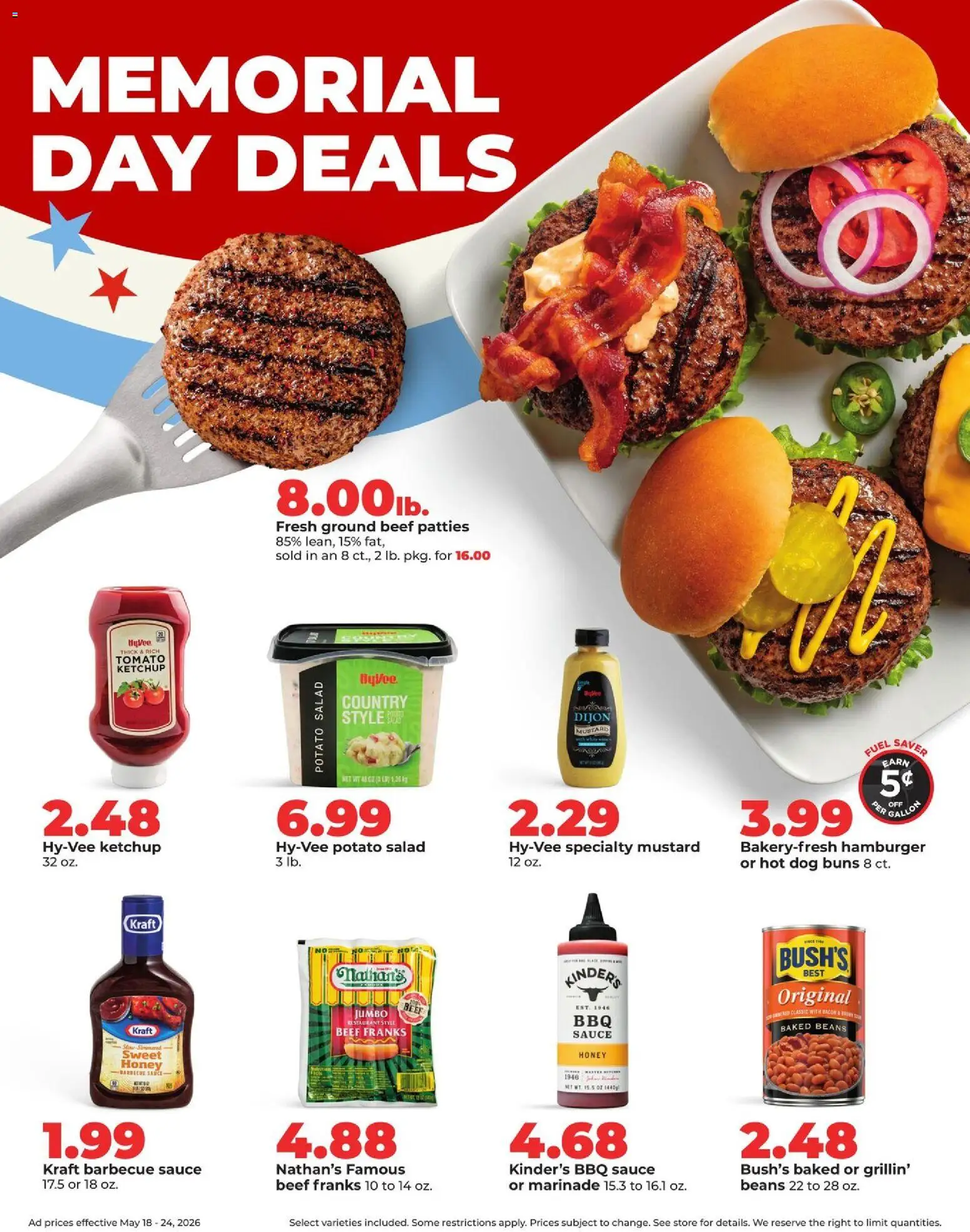 HyVee Weekly Ad - valid from 18.05.2026 | Page: 3 | Products: Beef, Ketchup, Salad, Sauce