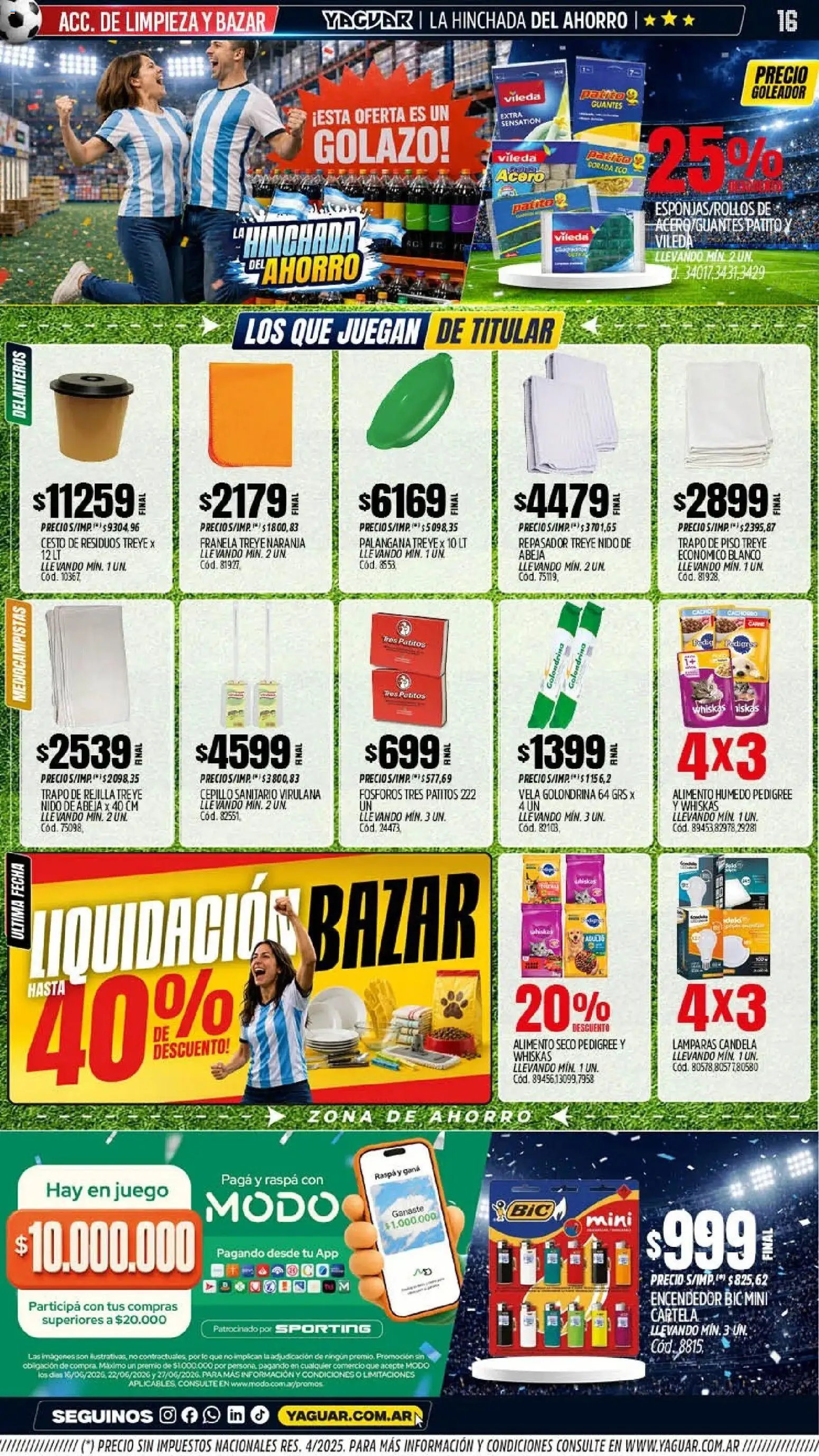 Yaguar - Oferta Semanal Mendoza │ válido desde el 15.06.2026 | Página: 15 | Productos: Fósforos, Cepillo, Repasador, Guantes