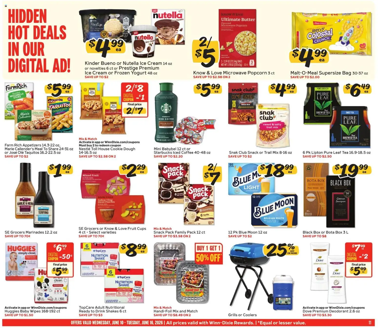 Winn Dixie Weekly Ad - valid from 10.06.2026 | Page: 11 | Products: Peaches, Box, Chocolate, Deodorant
