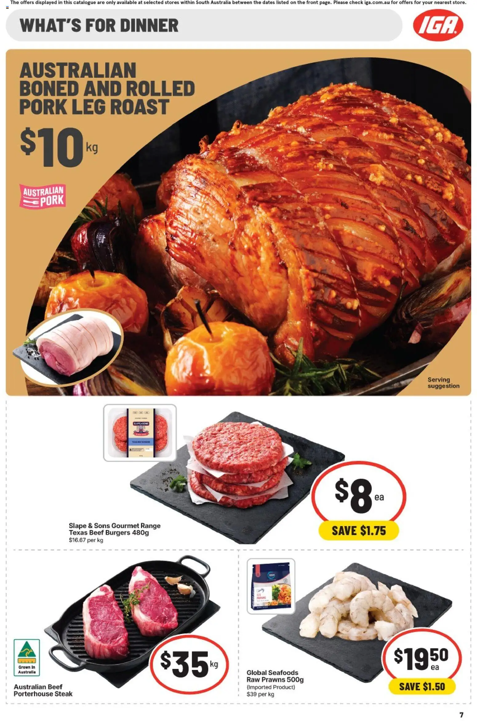 IGA catalogue - valid from 30/09/2026 | Page: 7 | Products: Beef, Prawns, Steak, Roast