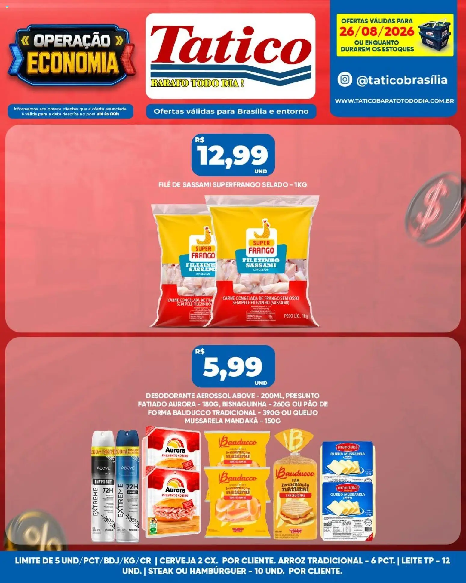 Tatico Folheto - válido de 27/08/2026 | Página: 33 | Produtos: Steak, Leite, Pão, Frango