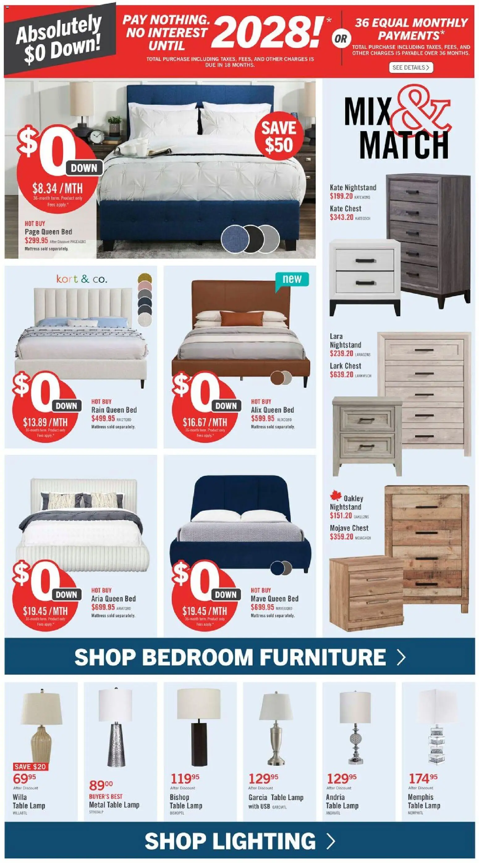 The Brick flyer valid from Aug 13, 2026 | Page: 8 | Products: Table lamp, Nightstand, Bed, Mattress