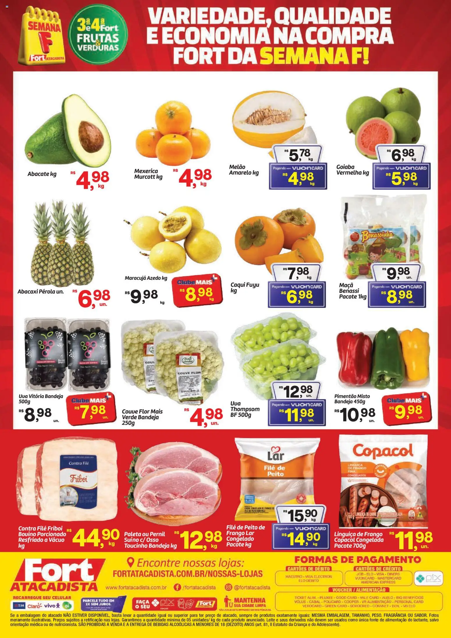 Fort Atacadista Folheto - válido de 07/07/2026 | Página: 2 | Produtos: Caqui, Melão, Pimentão, Carne