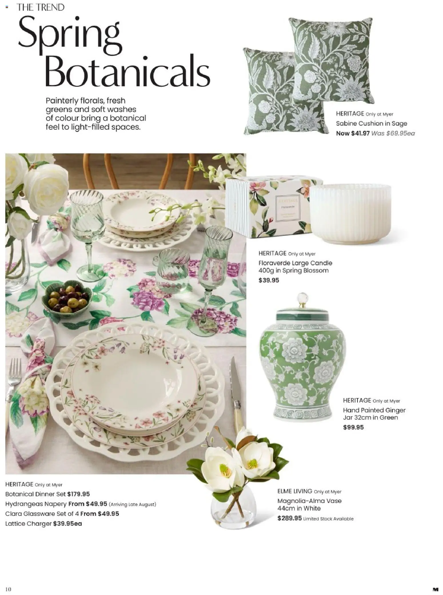Myer catalogue - valid from 01/08/2026 | Page: 10 | Products: Cushion, Dinner set, Glassware, Greens