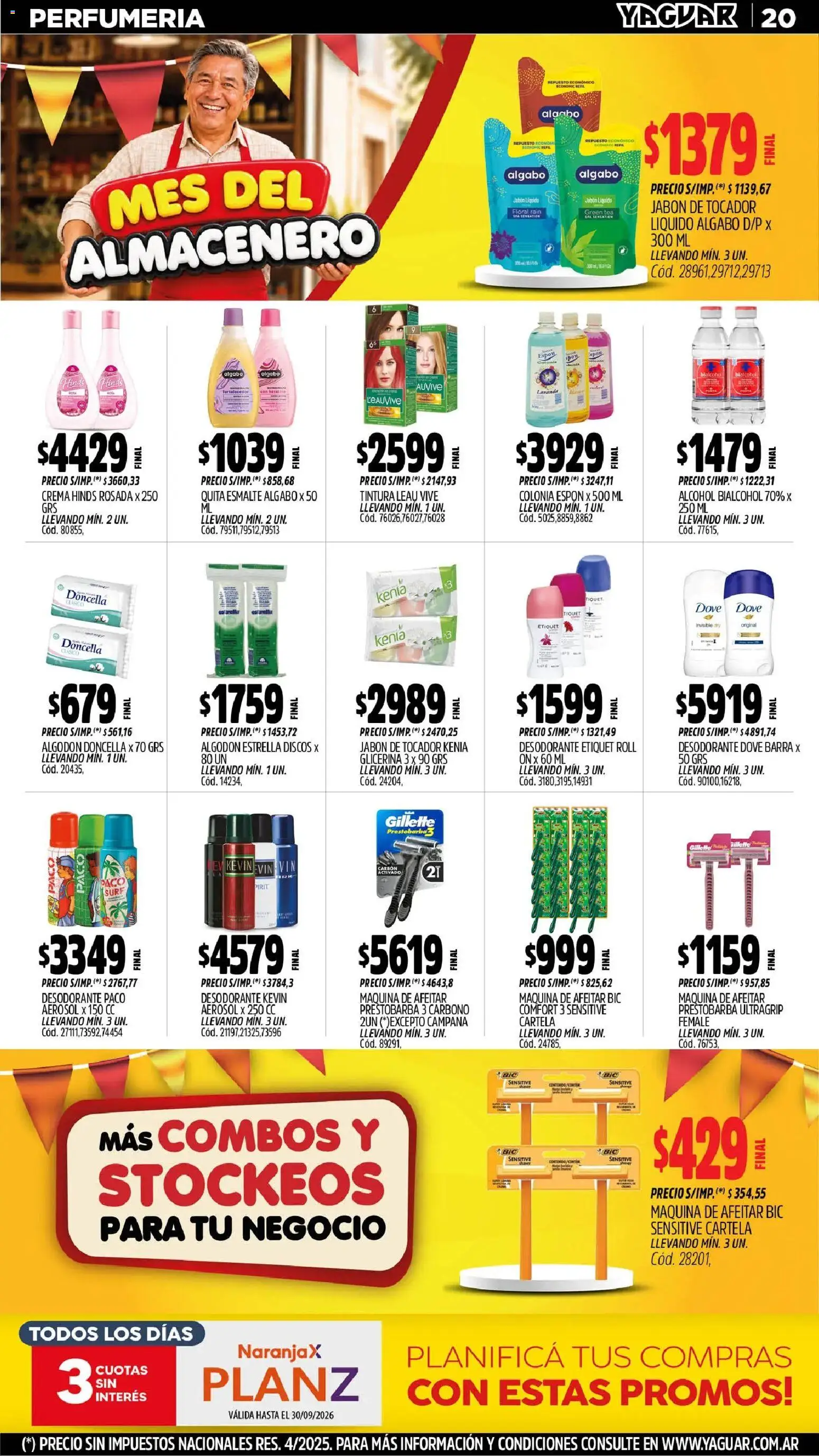 Yaguar - Oferta Semanal Mar del Plata │ válido desde el 31/08/2026 | Página: 20 | Productos: Algodón, Maquina de afeitar, Tintura, Jabón