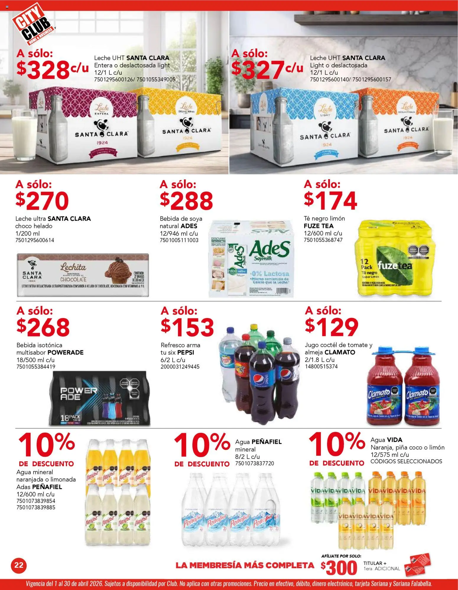 Nuevas ofertas de City Club válidas en toda la República Mexicana desde el 01.04.2026. ¡Encuentra las mejores ofertas en City Club catálogo! | Página: 22 | Productos: Refresco, Tomate, Jugo, Piña