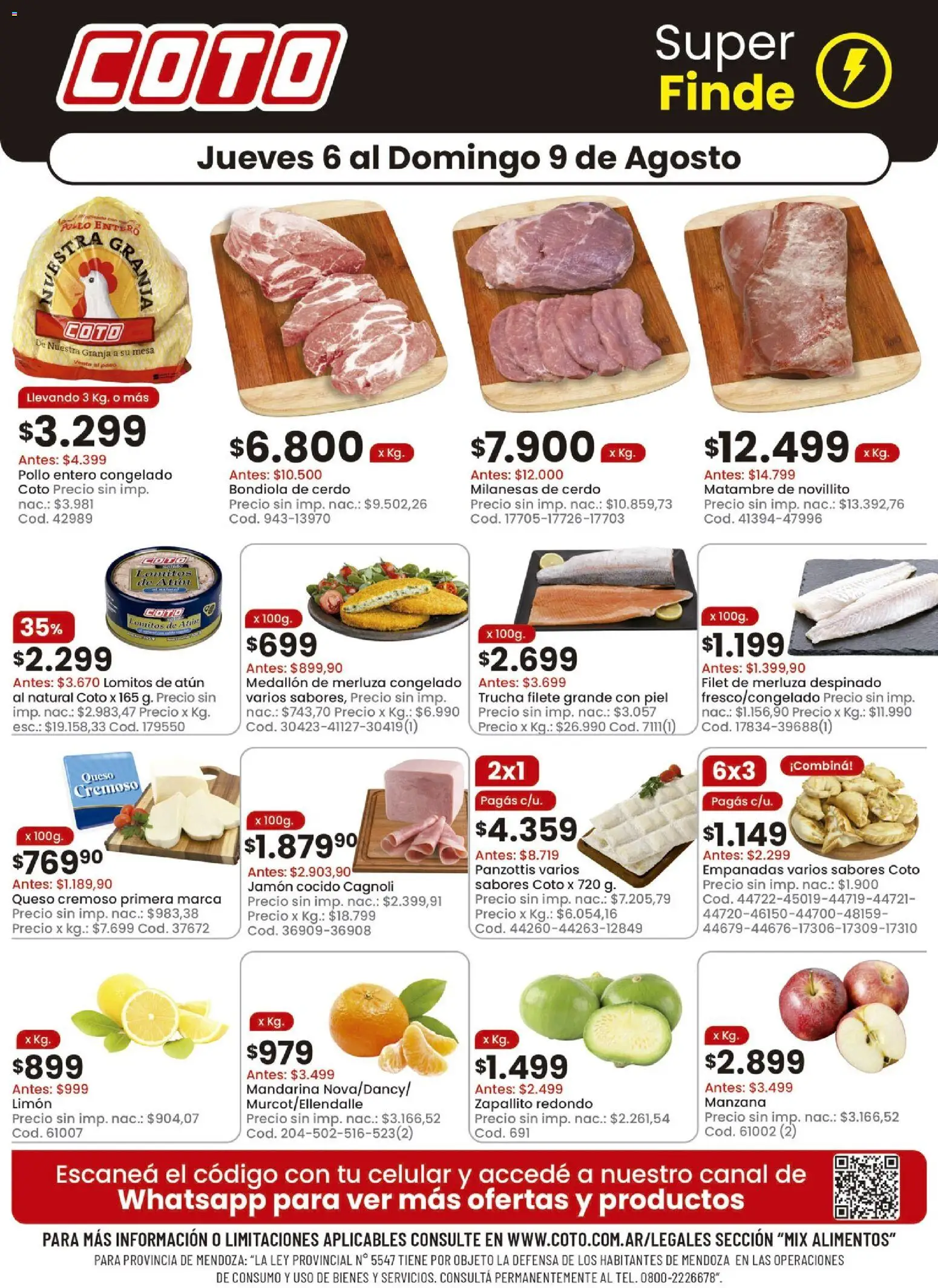 Coto - Mix │ válido desde el 06/08/2026 | Página: 1 | Productos: Pollo entero, Bondiola de cerdo, Milanesa, Alimentos