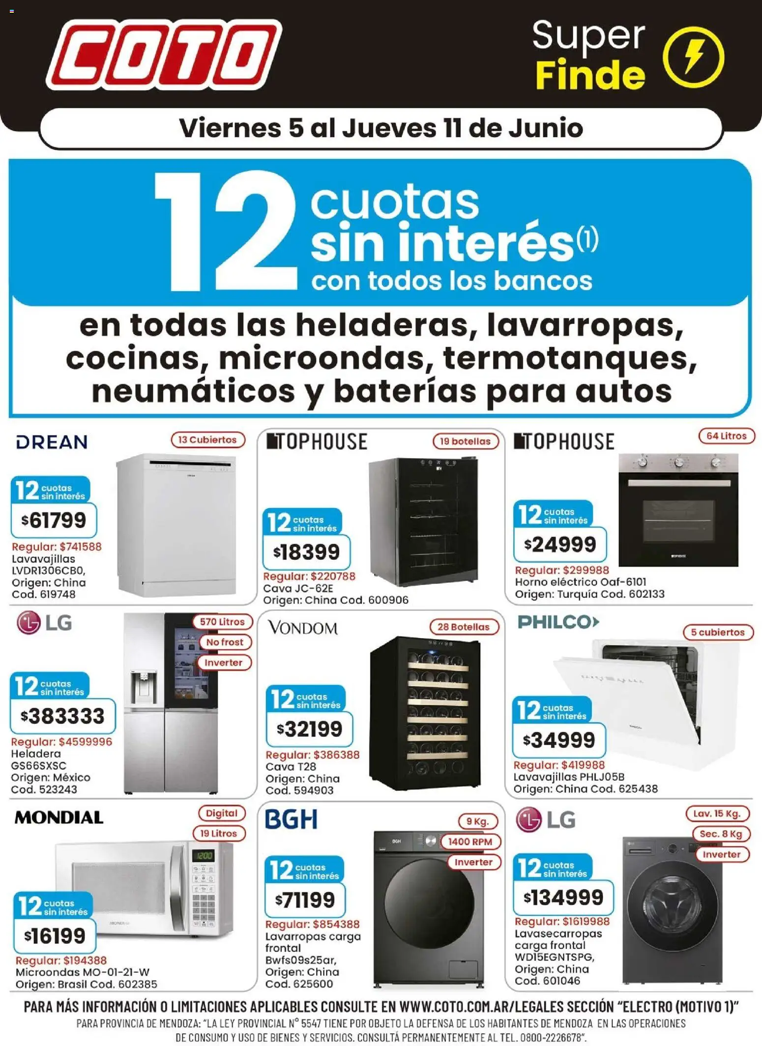 Coto - Electro Motivo C │ válido desde el 05.06.2026 | Página: 1 | Productos: Lavarropas, Heladera, Microondas, Horno eléctrico