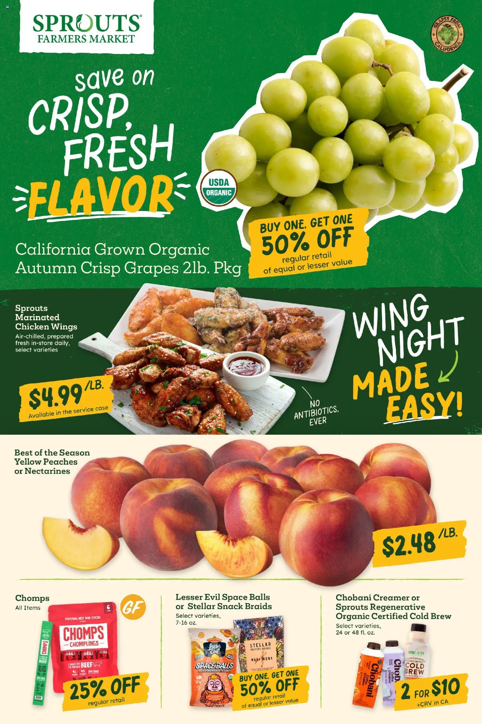 Sprouts Weekly Ad - valid from 09/16/2026 | Page: 2 | Products: Nectarines, Chicken wings, Beef, Case