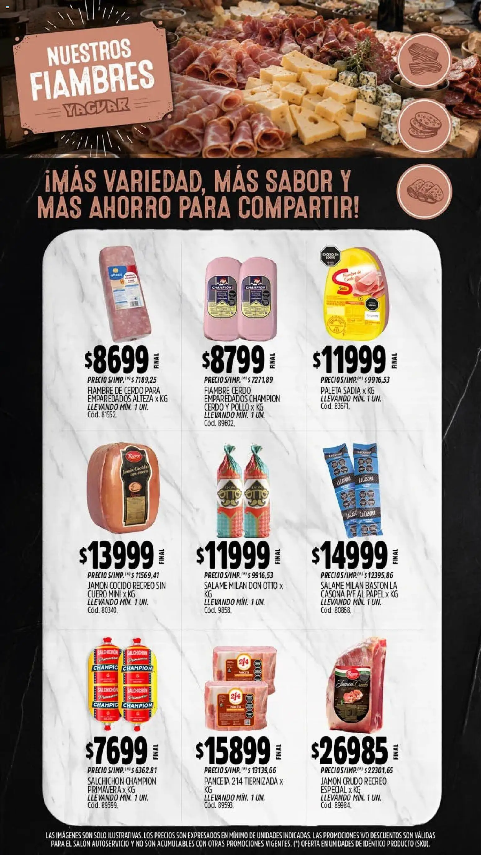 Yaguar - Oferta Semanal Neuquen │ válido desde el 10/08/2026 | Página: 9 | Productos: Jamón cocido, Panceta, Paleta, Jamón