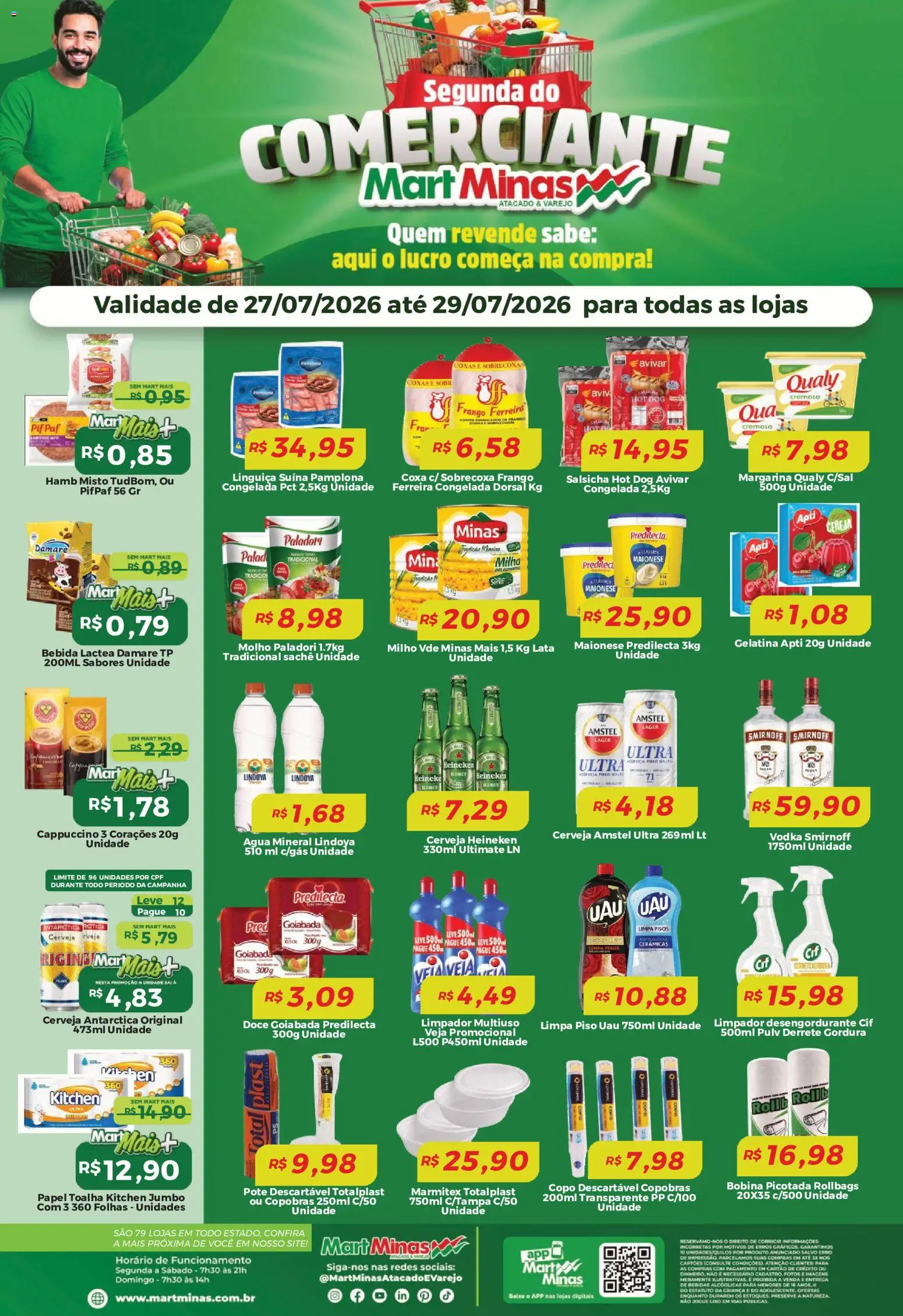 Mart Minas Folheto - válido de 27/07/2026 | Página: 1 | Produtos: Piso, Frango, Goiabada, Margarina