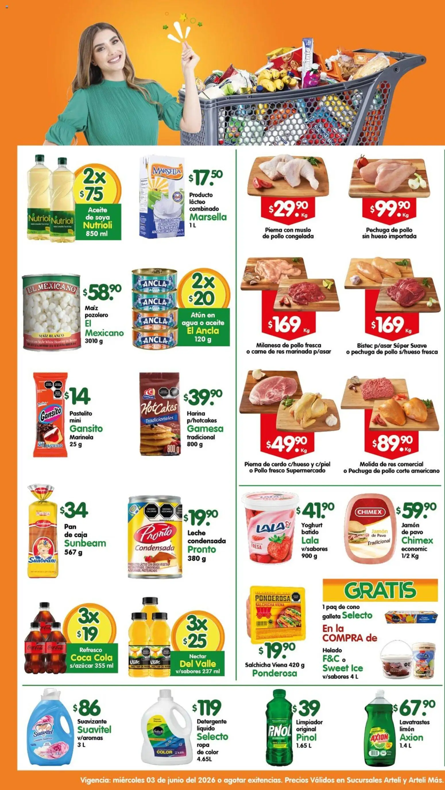 Nuevas ofertas de Arteli válidas en toda la República Mexicana desde el 03.06.2026. ¡Encuentra las mejores ofertas en Arteli folleto Tuxpan! | Página: 1 | Productos: Harina, Jamón, Suavizante, Ropa