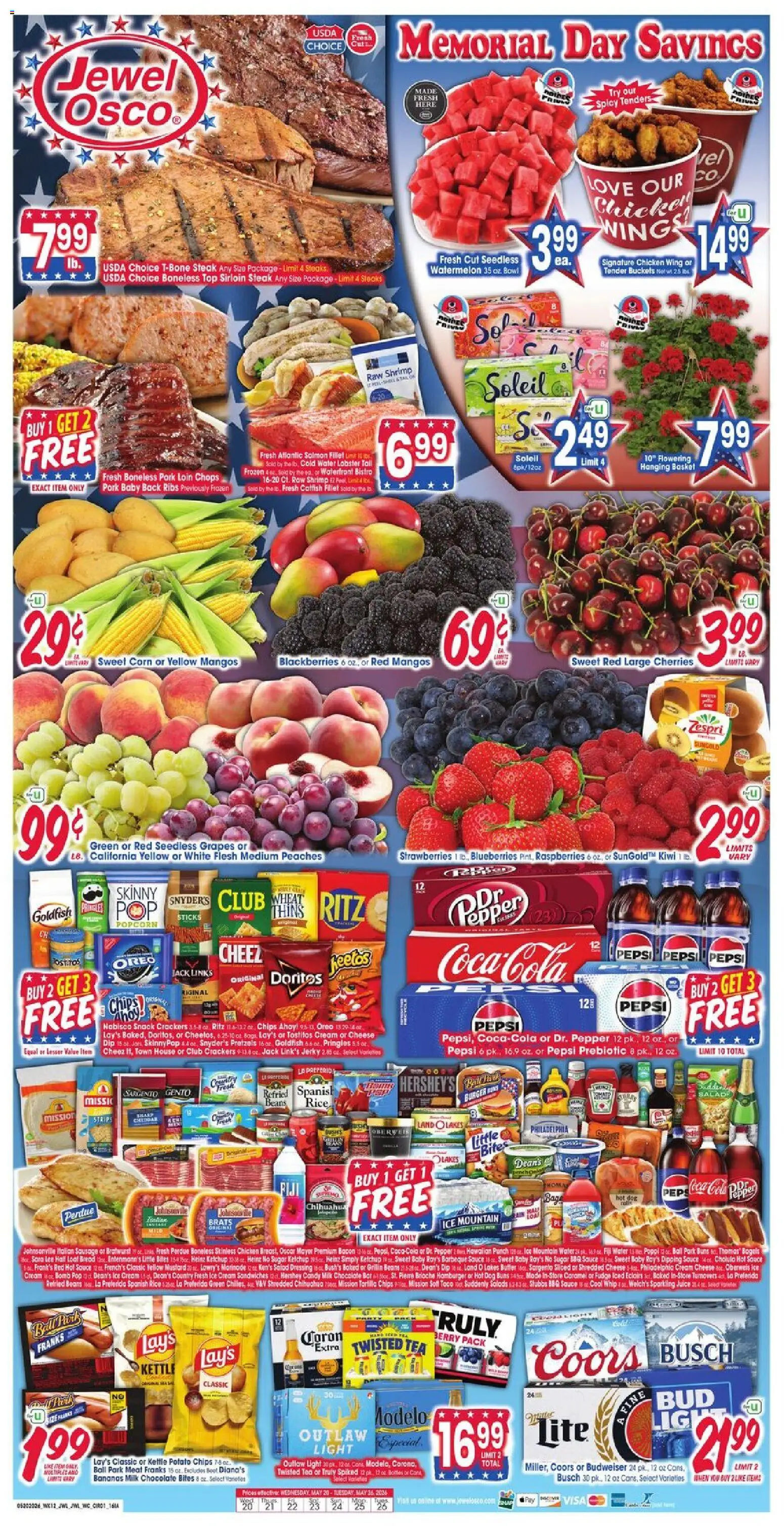 Jewel Osco Weekly Ad - IA - valid from 20.05.2026 | Page: 1 | Products: Corn, Milk, Kiwi, Kettle