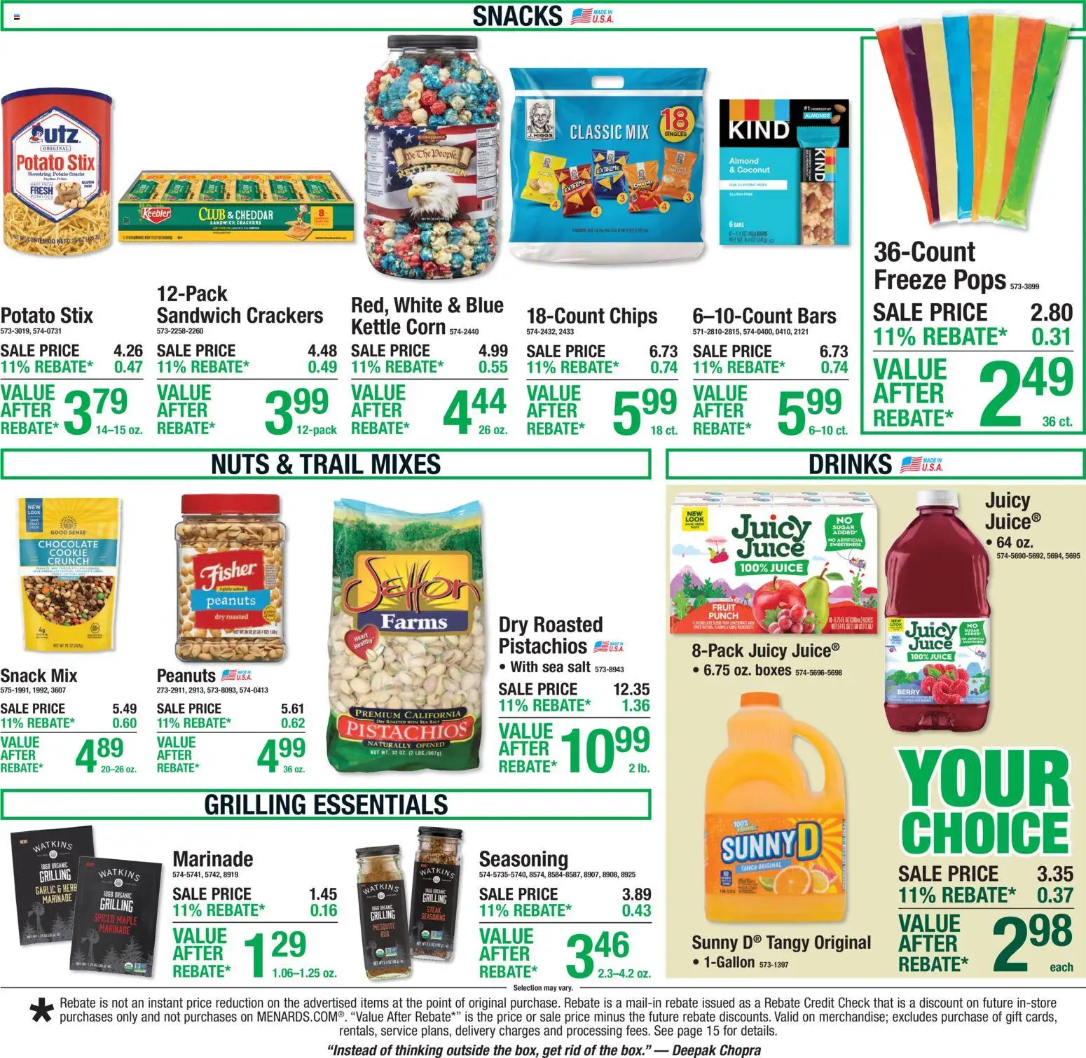 Menards Weekly Ad - valid from 11.06.2026 | Page: 19 | Products: Corn, Juice, Salt, Kettle