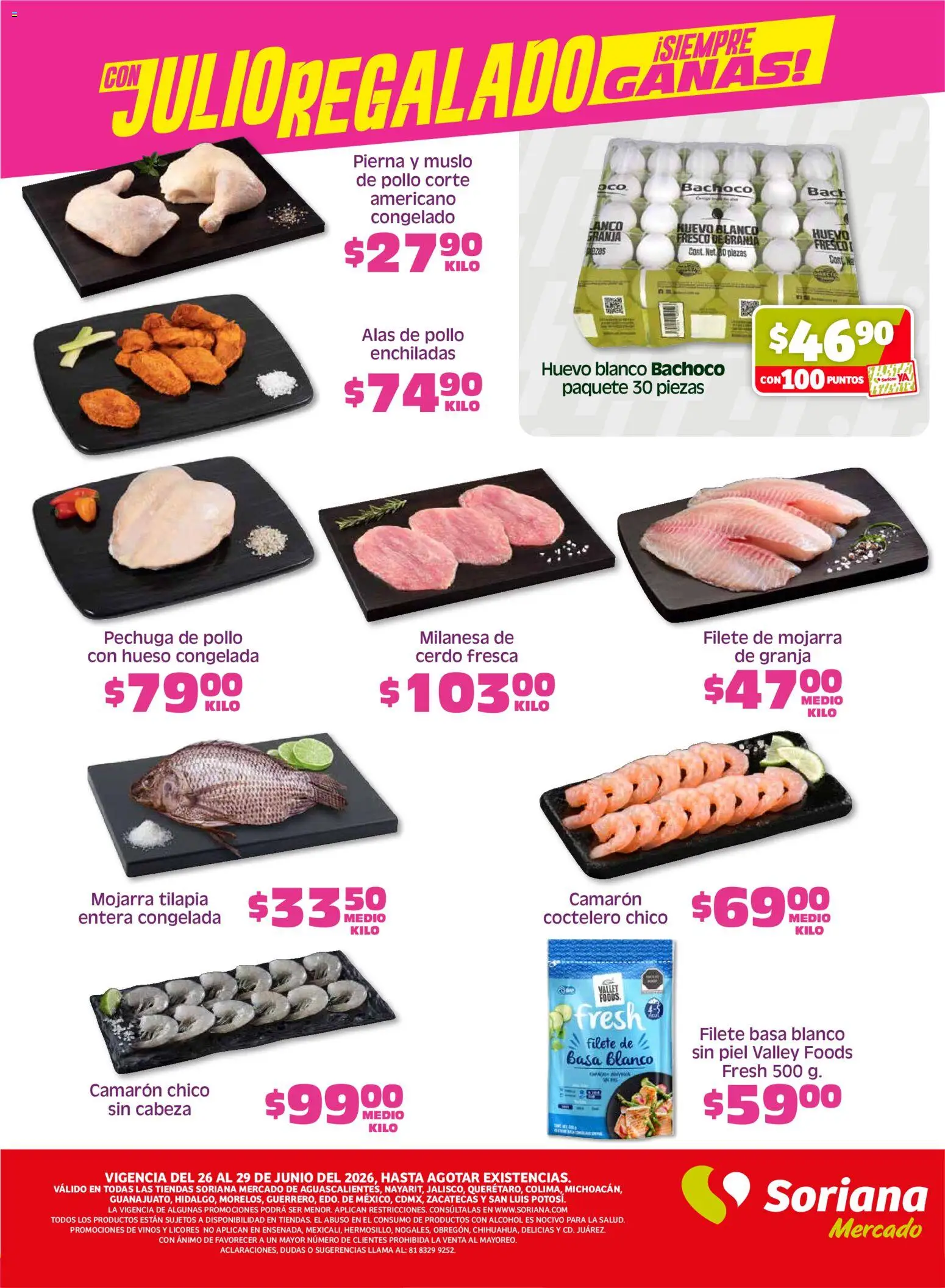 Nuevas ofertas de Soriana válidas en toda la República Mexicana desde el 26/06/2026. ¡Encuentra las mejores ofertas en Soriana Fin de Semana Mercado: Ags, Nay, Jal, Qro, Col, Mich, Gto, Hgo, Tlax, Mor, Pue, Gro, Oax, Edo. de Mex, CDMX, Zac y SLP! | Página: 3 | Productos: Pollo, Milanesa, Huevo, Cerdo