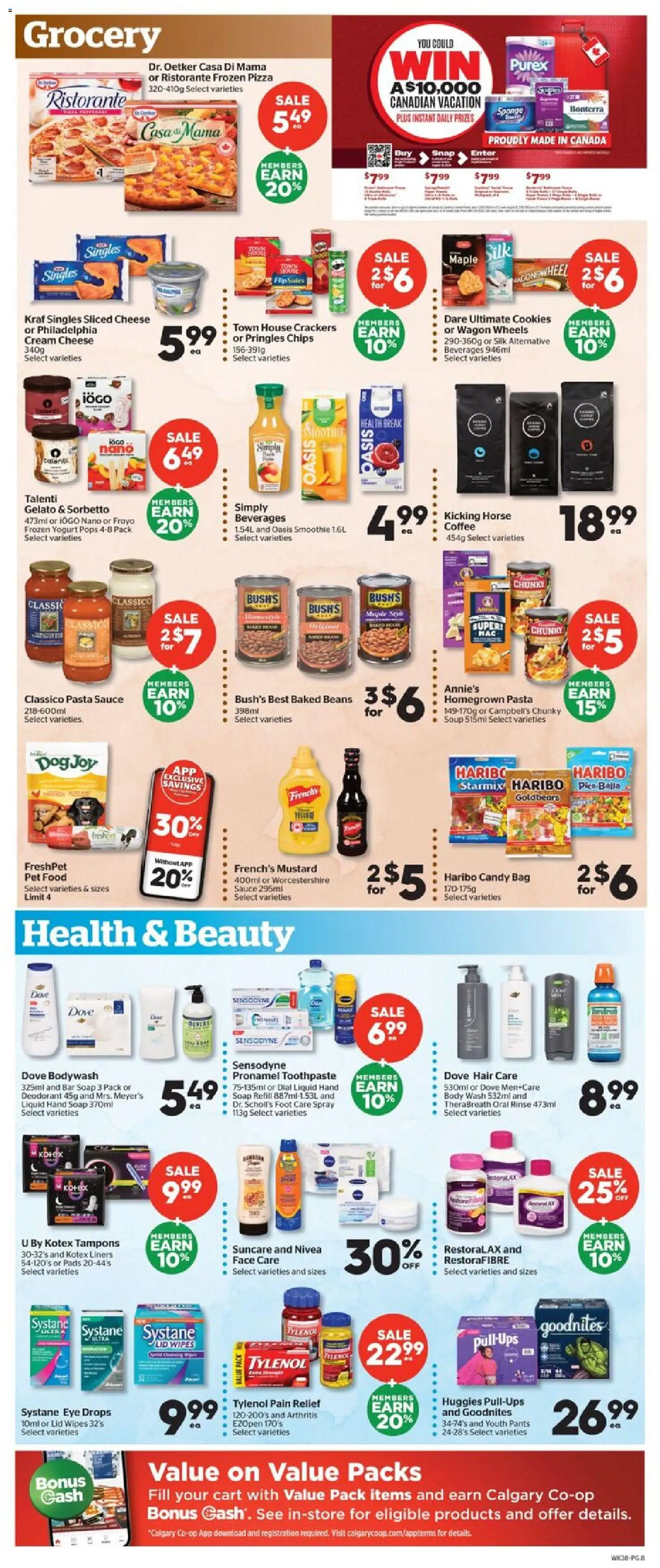 Calgary Co-op flyer valid from Jul 23, 2026 | Page: 8 | Products: Toothpaste, Cheese, Yogurt, Pants