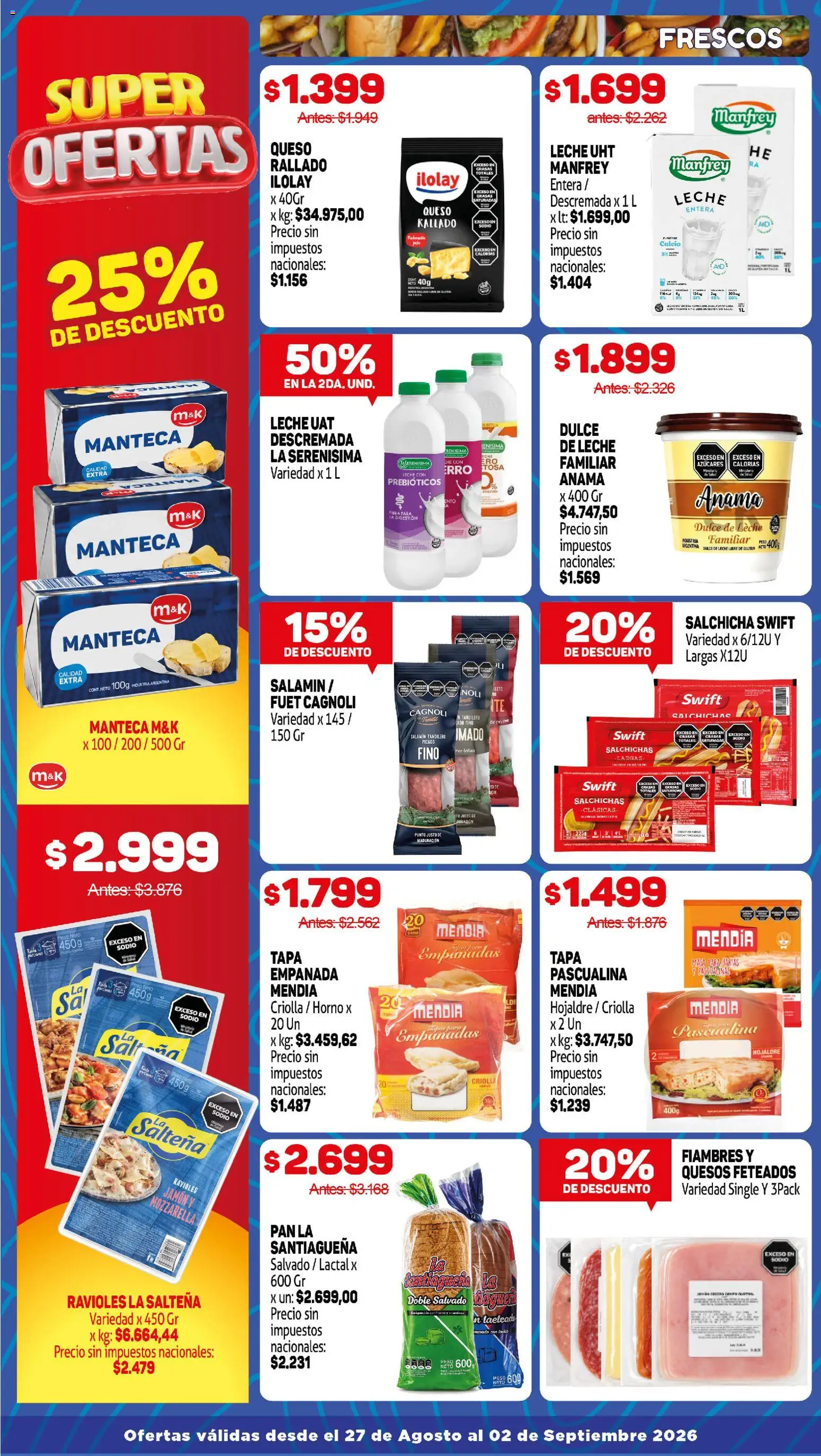 Makro ofertas │ válido desde el 27/08/2026 | Página: 4 | Productos: Salchicha, Leche, Pan, Jamón