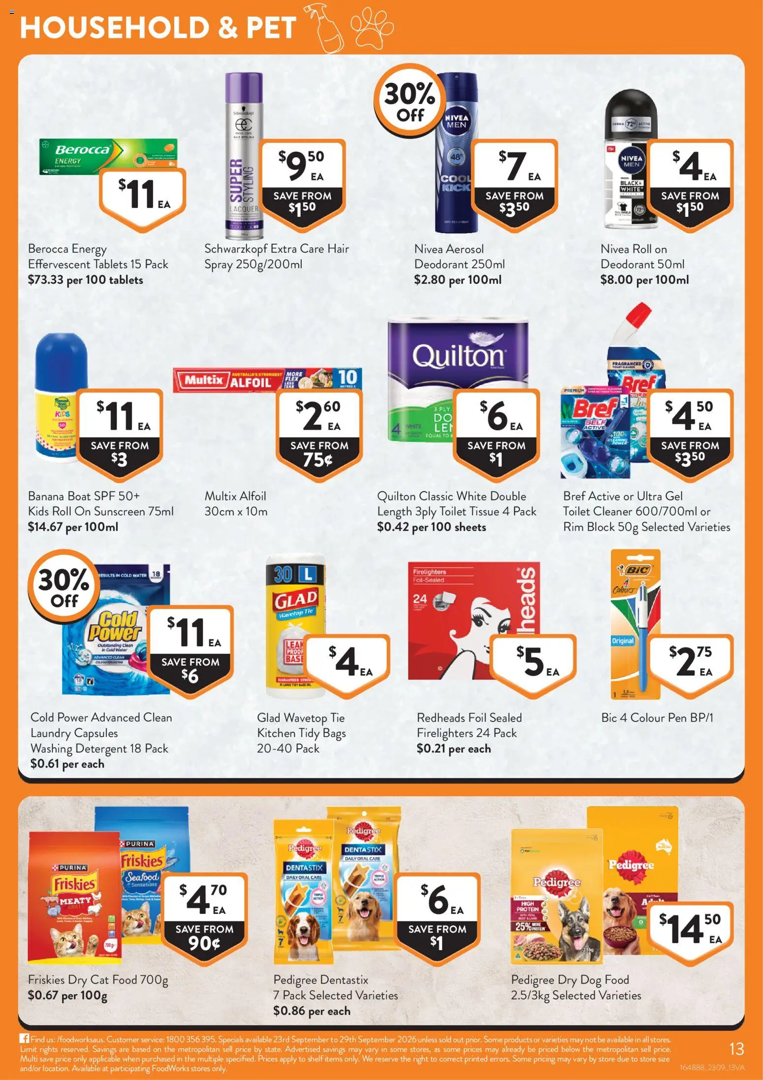 Foodworks catalogue - valid from 16/09/2026 | Page: 13 | Products: Protein, Sunscreen, Dog food, Water