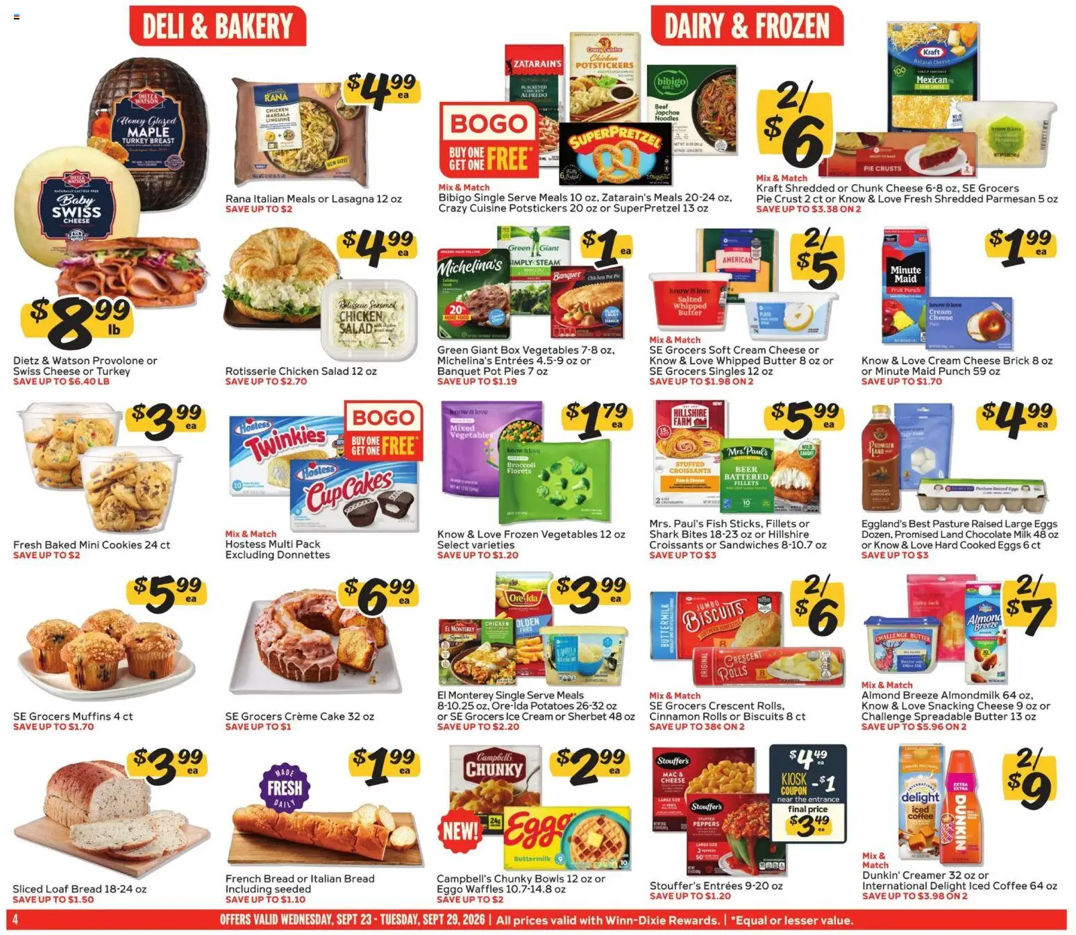 Winn Dixie Weekly Ad - valid from 09/23/2026 | Page: 4 | Products: Box, Eggs, Beer, Vegetables