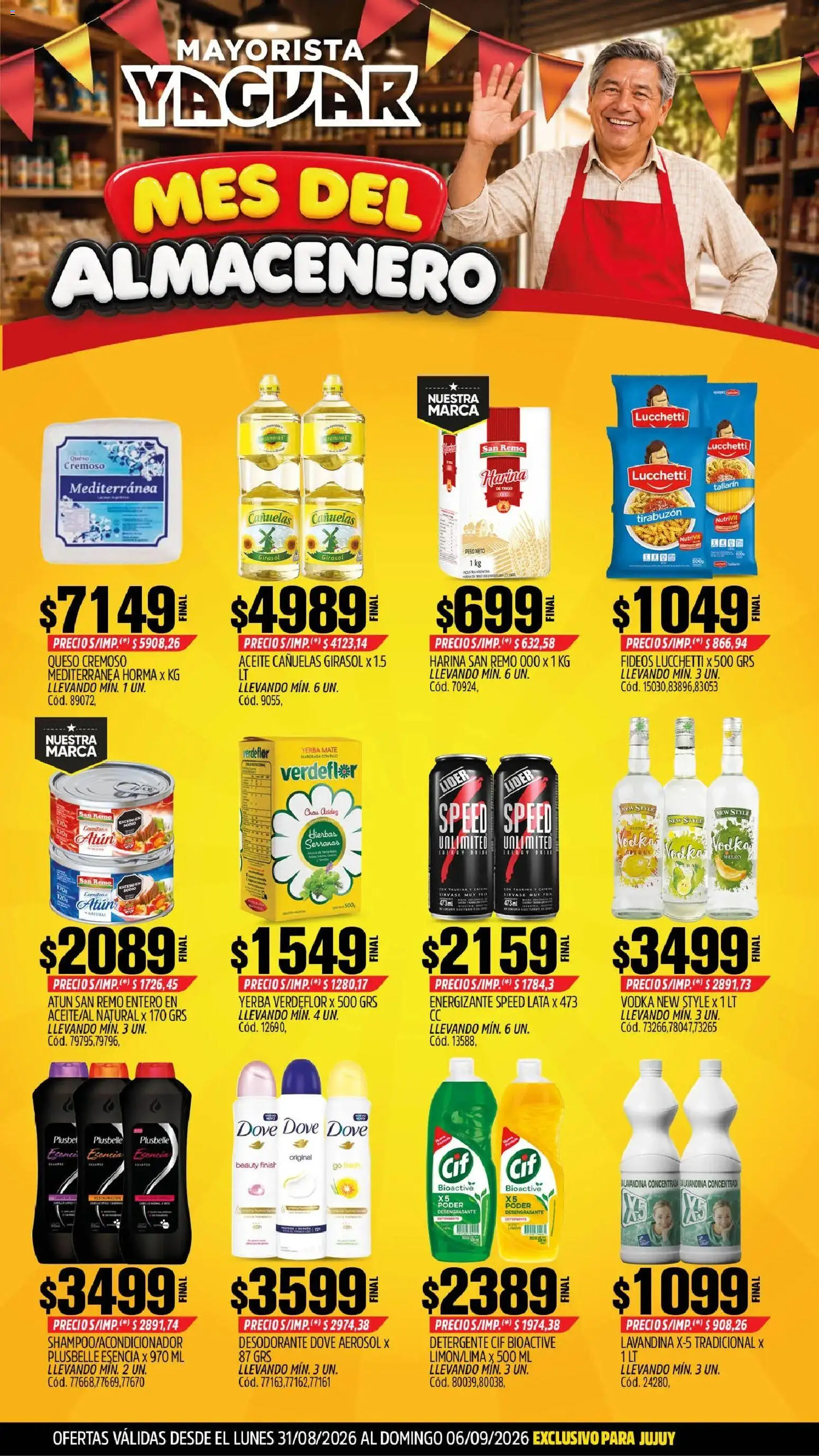 Yaguar - Oferta Semanal Jujuy │ válido desde el 31/08/2026 | Página: 1 | Productos: Vodka, Hierbas, Peso, Harina