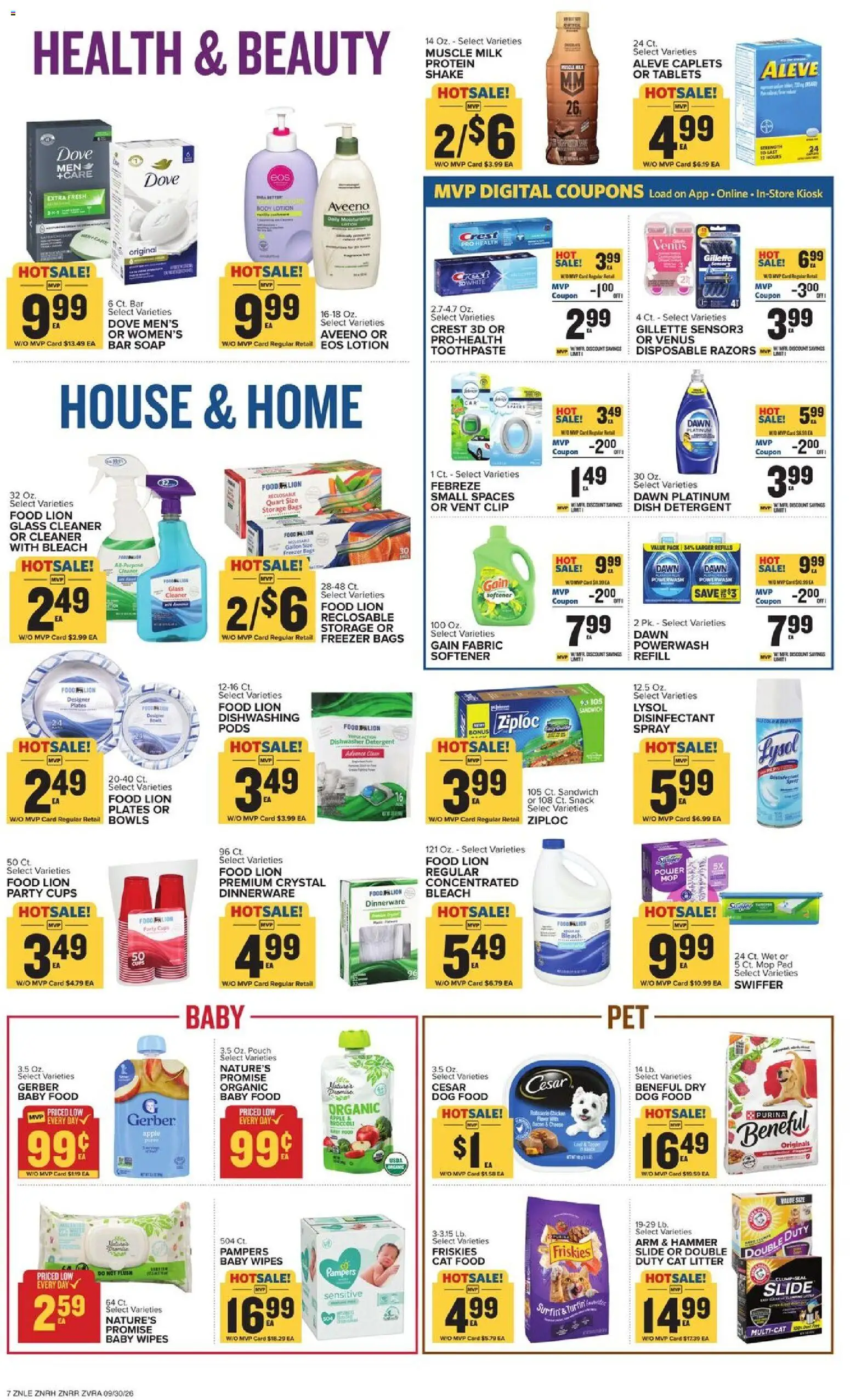 Food Lion Weekly Ad - valid from 09/30/2026 | Page: 14 | Products: Cat Food, Hammer, Baby food, Mop