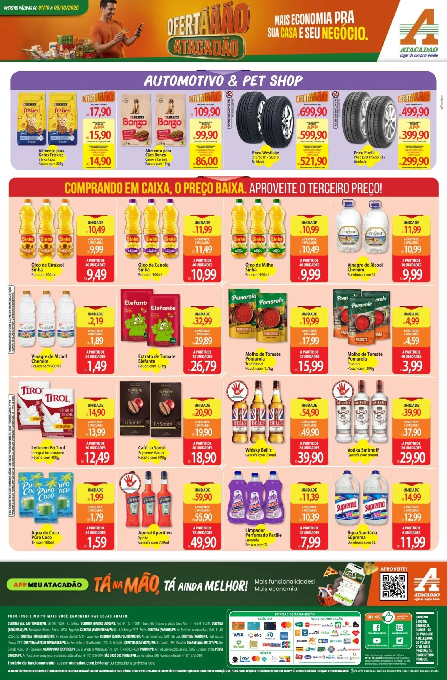 Atacadão Folheto - válido de 01/10/2026 | Página: 8 | Produtos: Pneu, Água de coco, Molho de tomate, Água sanitária
