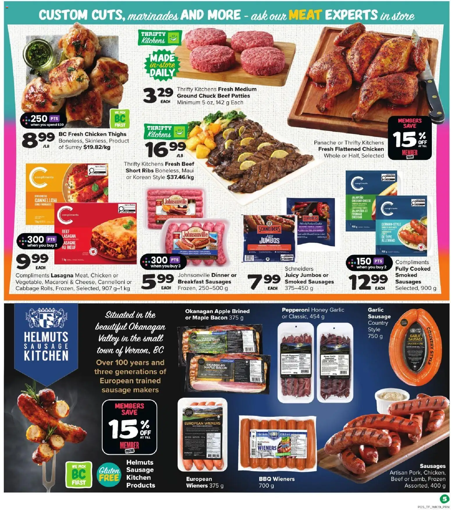 Thrifty Foods flyer valid from Sep 3, 2026 | Page: 6 | Products: Sausages, Honey, Cheese, Lasagne
