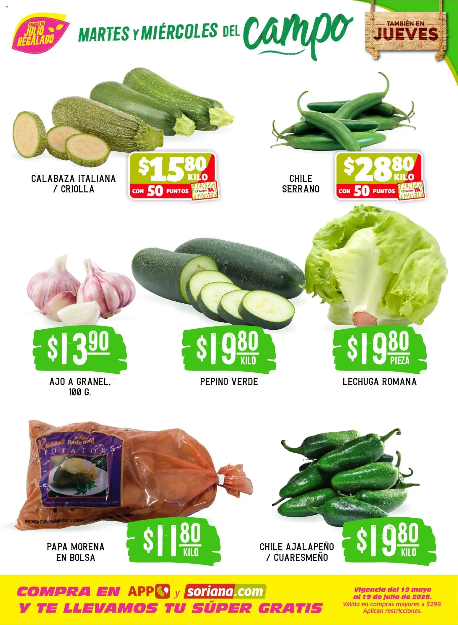 Nuevas ofertas de Soriana válidas en toda la República Mexicana desde el 16.06.2026. ¡Encuentra las mejores ofertas en Soriana Martes y Miércoles del Campo Súper: Saltillo y Torreón! | Página: 3 | Productos: Papa, Ajo, Lechuga, Té