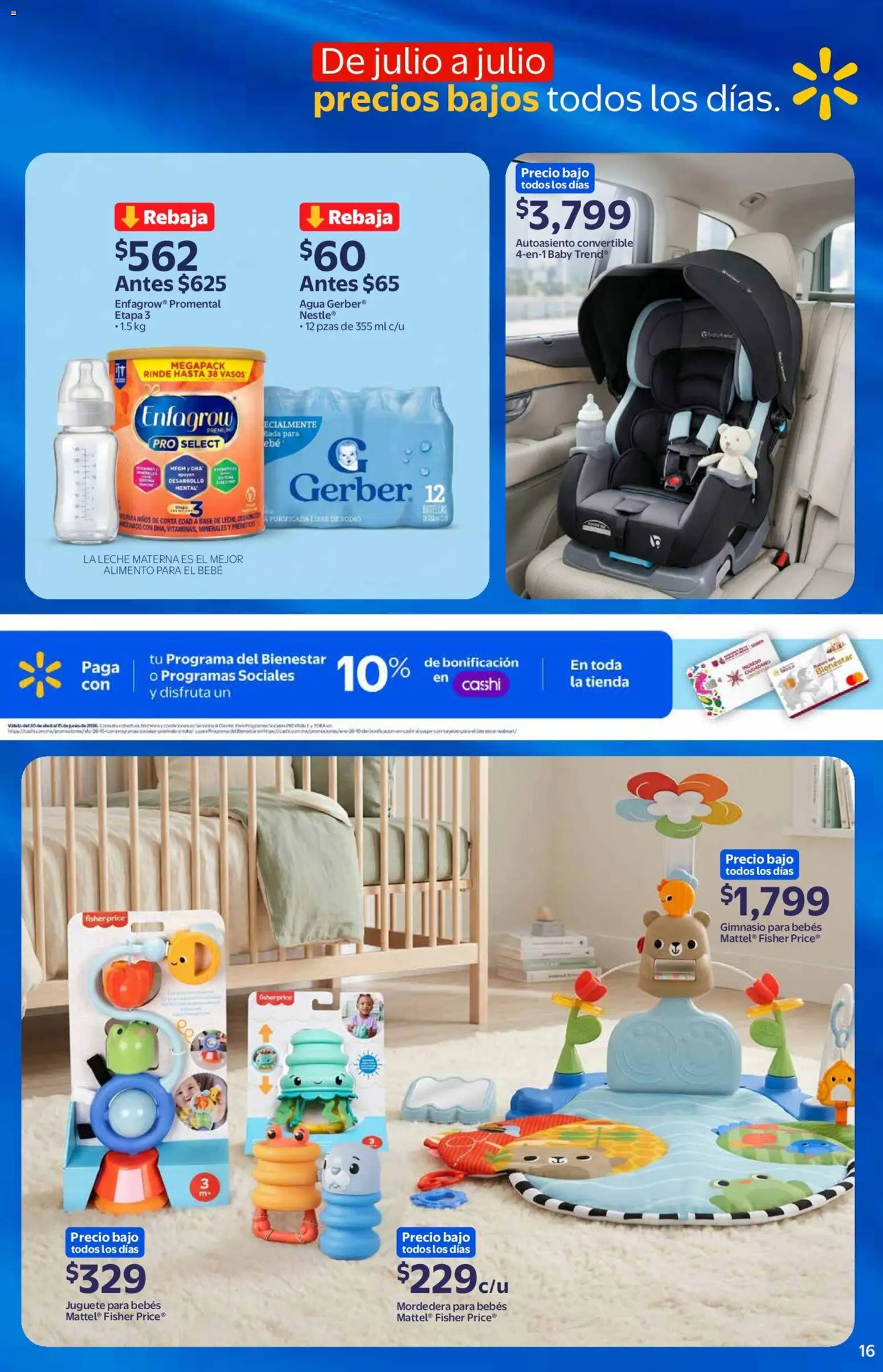 Nuevas ofertas de Walmart válidas en toda la República Mexicana desde el 03.06.2026. ¡Encuentra las mejores ofertas en Walmart folleto! | Página: 16 | Productos: Agua, Leche, Vasos