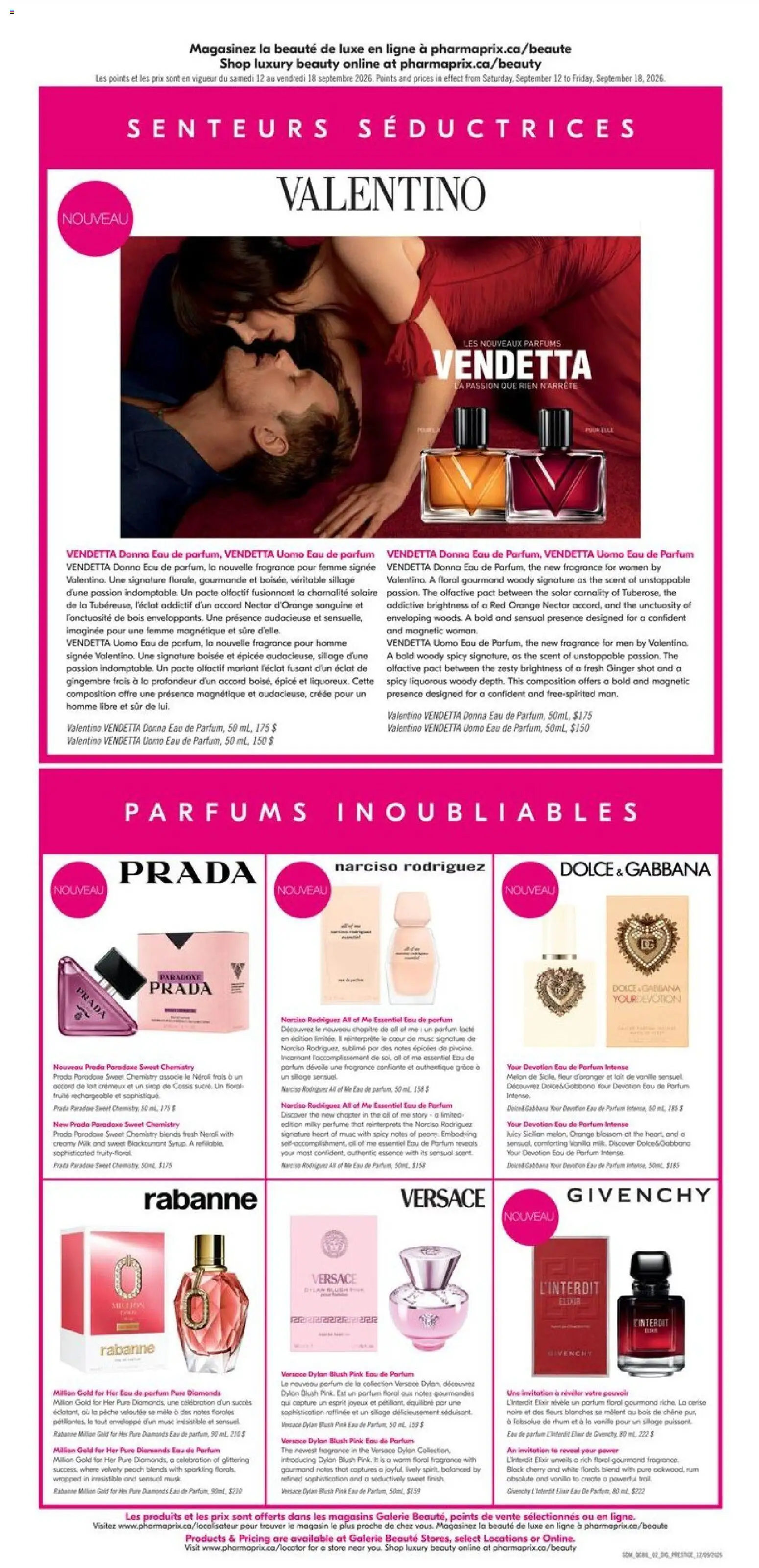 Pharmaprix flyer valid from Sep 12, 2026 | Page: 10 | Products: Perfume, Rum, Vanilla, Syrup