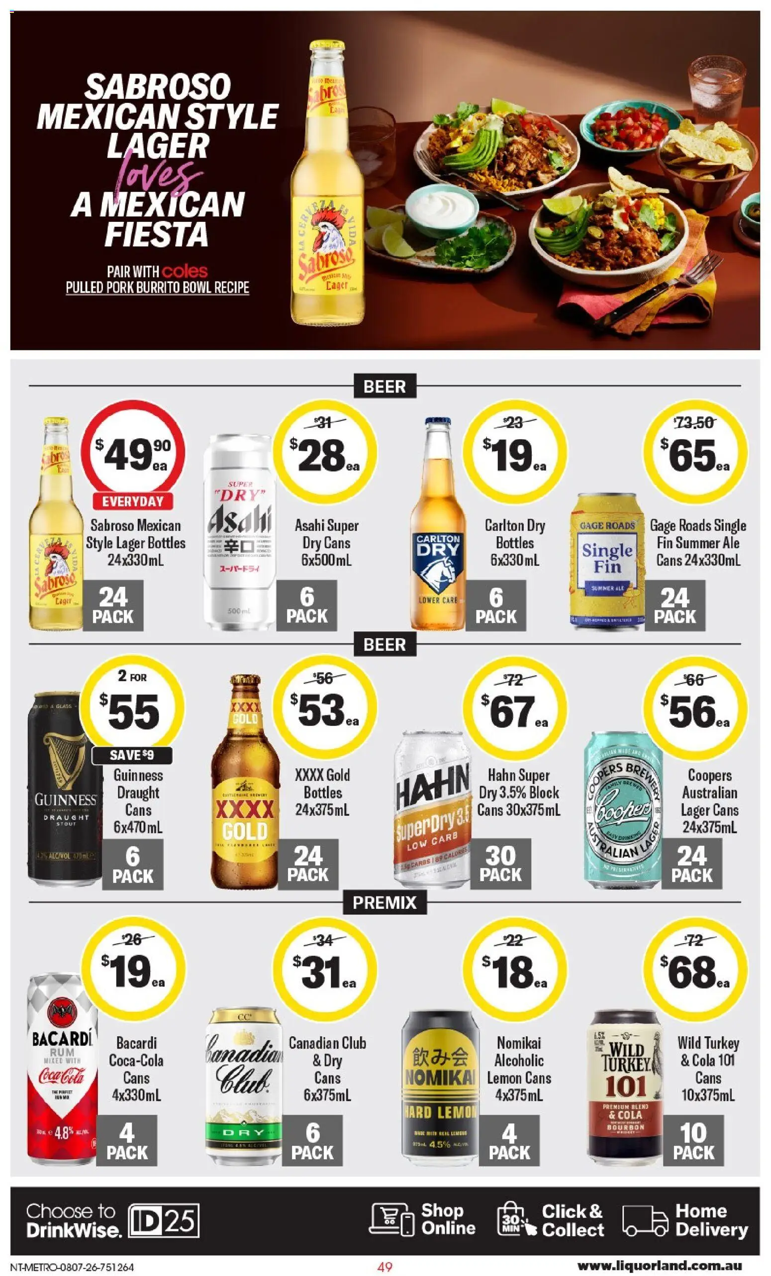 Coles catalogue - valid from 08/07/2026 | Page: 49 | Products: Beer, Pork, Coca Cola, Turkey