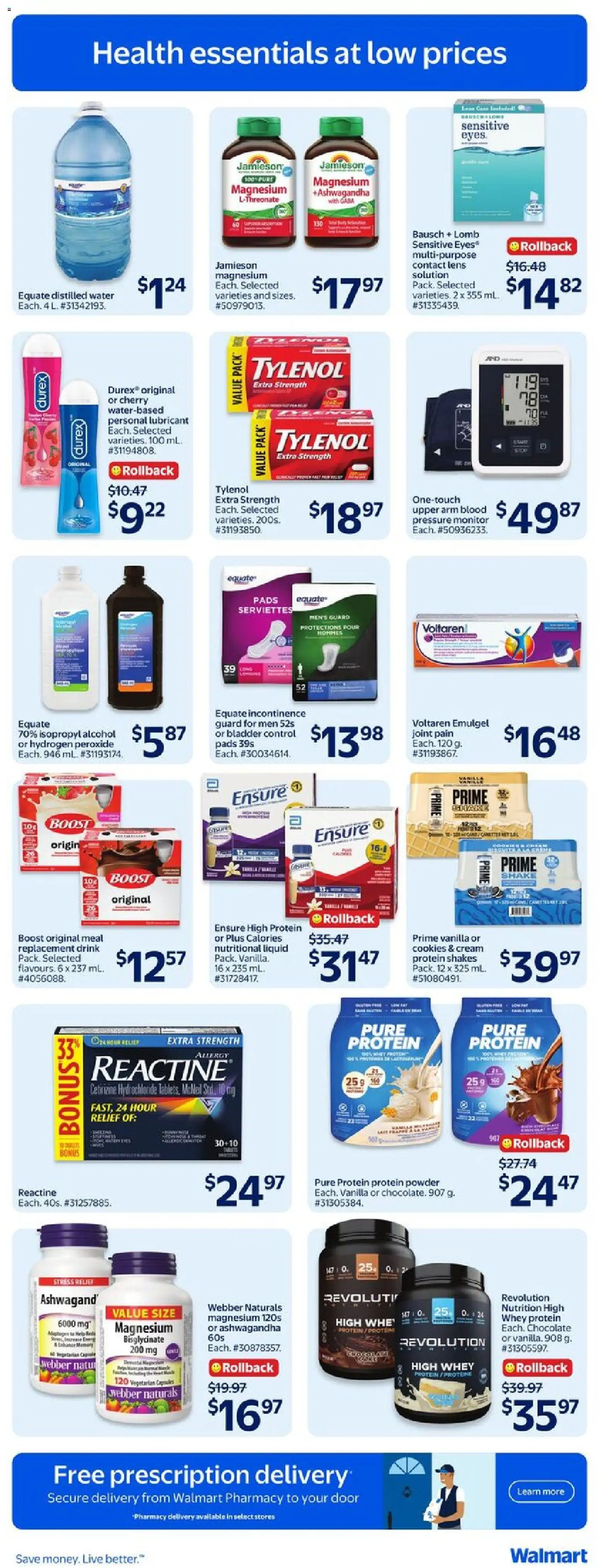 Walmart flyer valid from Jul 23, 2026 | Page: 12 | Products: Water, Incontinence pads, Ashwagandha, Door