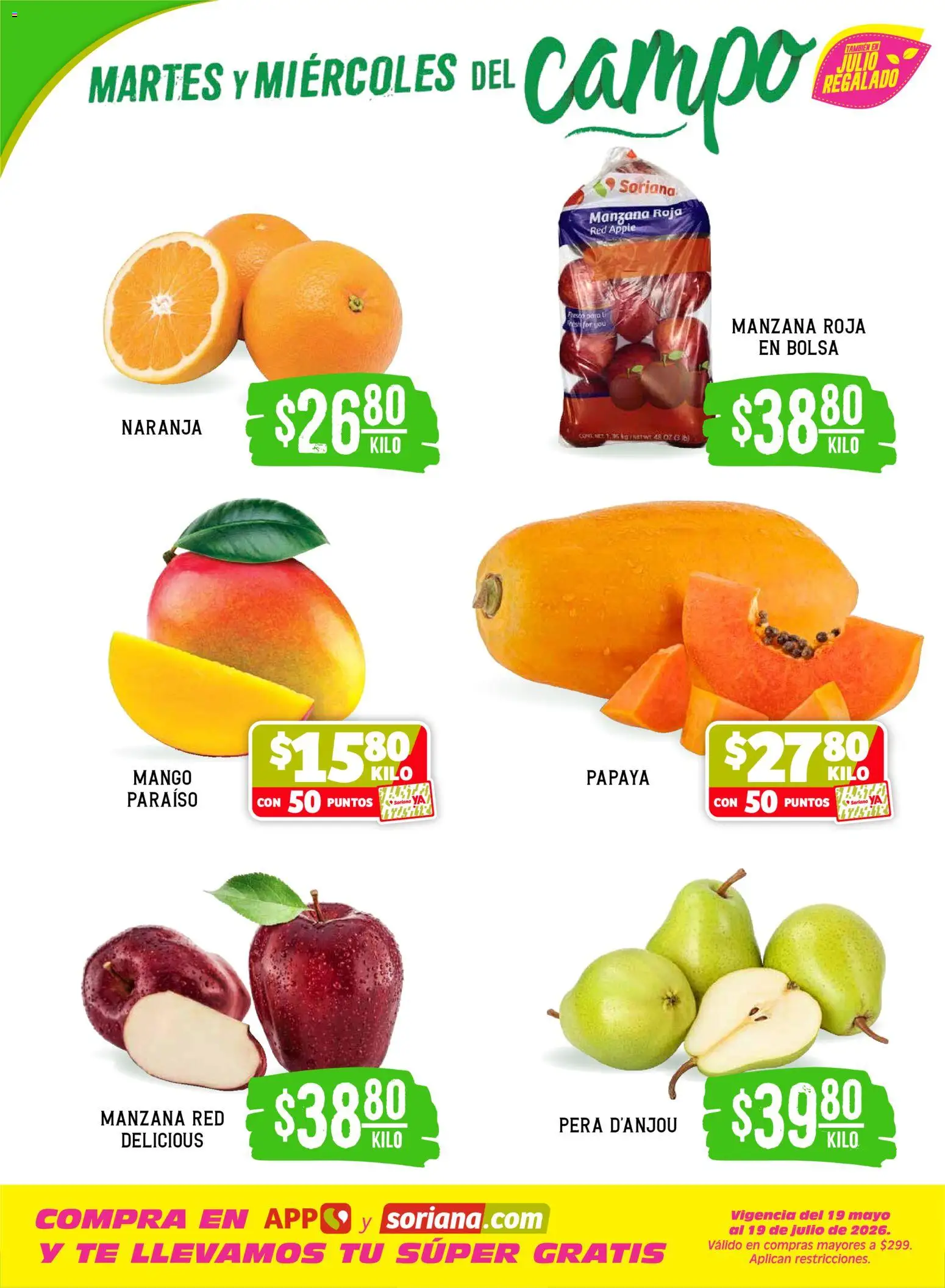 Nuevas ofertas de Soriana válidas en toda la República Mexicana desde el 16.06.2026. ¡Encuentra las mejores ofertas en Soriana Martes y Miércoles del Campo Súper: Ags, Nay, Jal, Qro, Col, Mich, Gto, Hgo, Tlax, Mor, Pue, Gro, Oax, Edo. de Mex, Vall! | Página: 2 | Productos: Pera, Bolsa, Mango, Té
