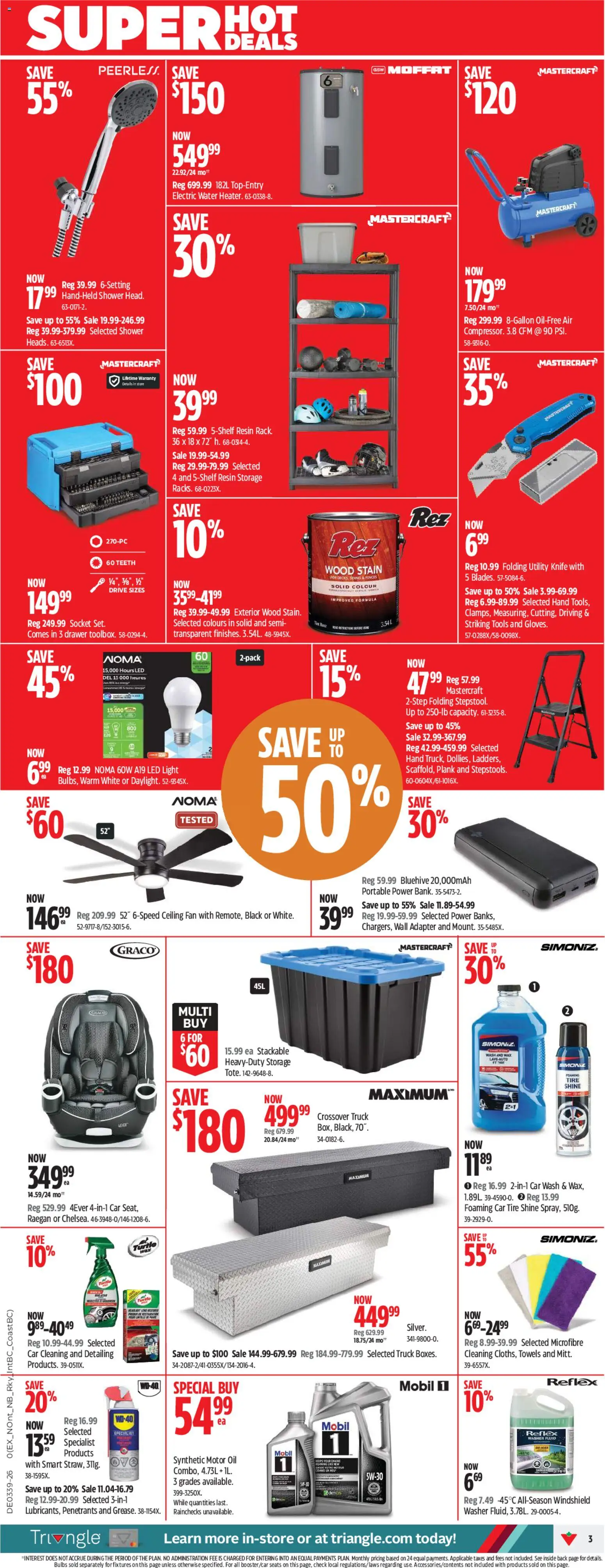 Canadian Tire flyer valid from Sep 24, 2026 | Page: 3 | Products: Adapter, Tools, Towels, Oil