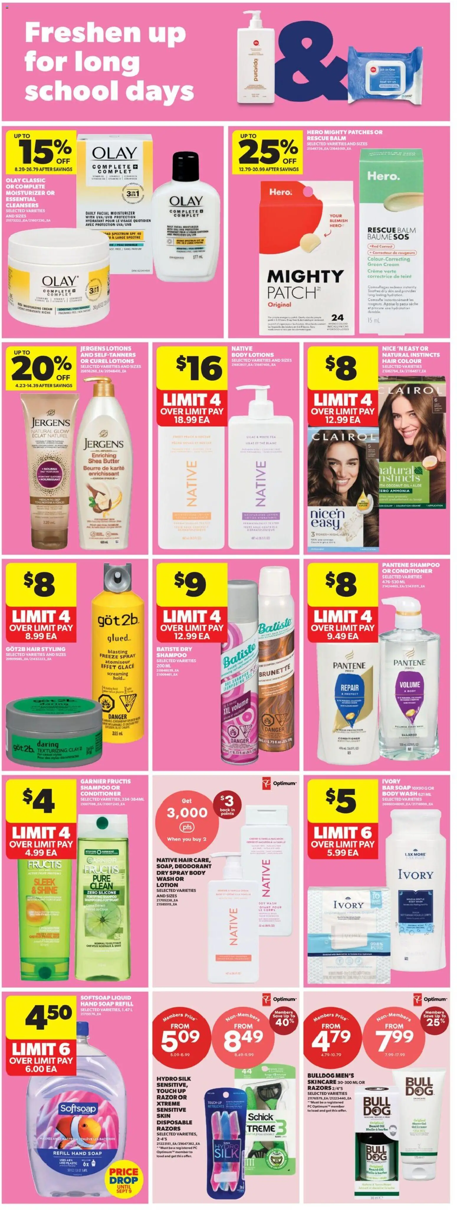 Real Canadian Superstore flyer valid from Aug 13, 2026 | Page: 34 | Products: Cream, Shampoo, Soap, Hair styling