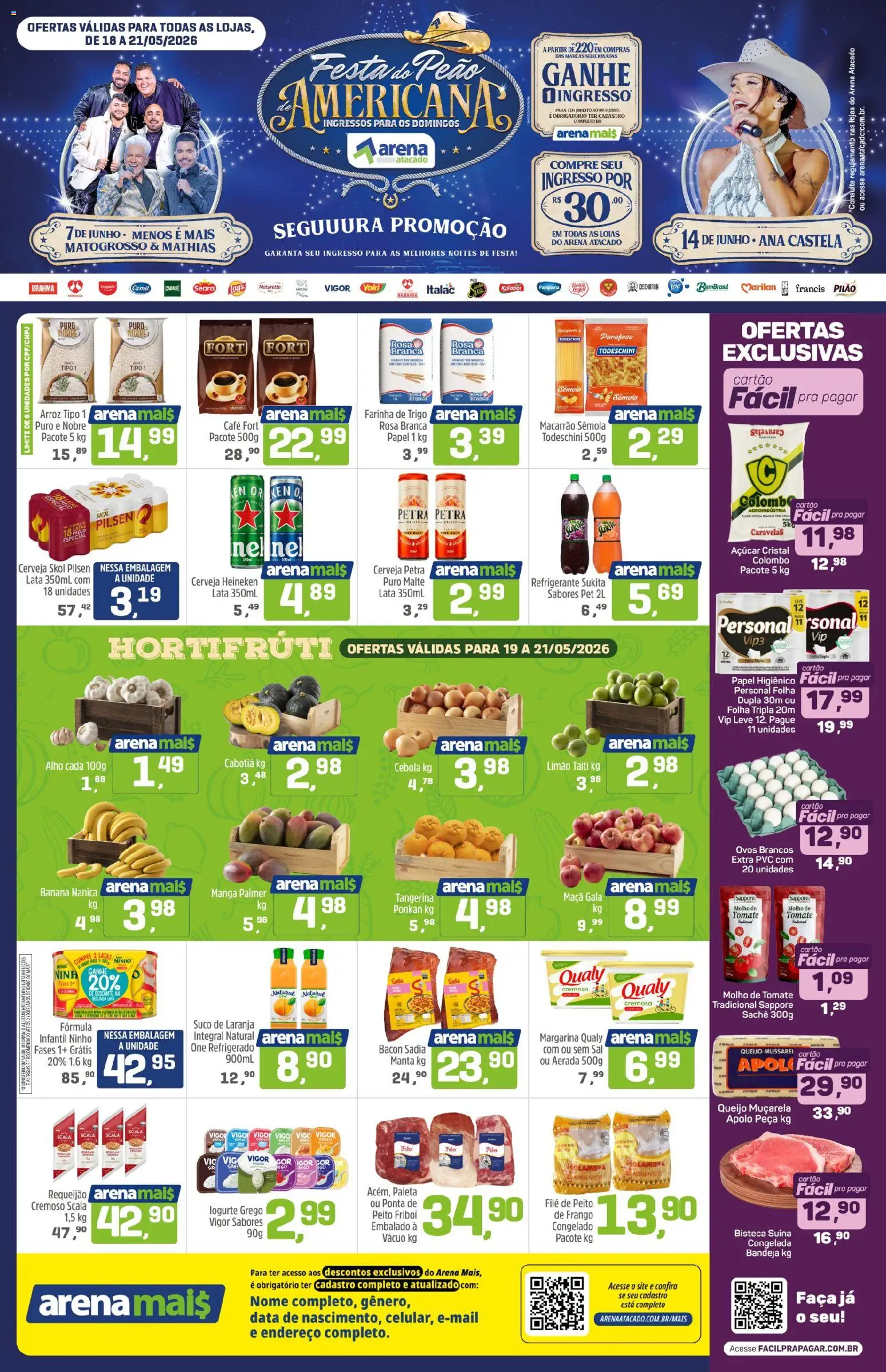 Arena Atacado Folheto - válido de 18.05.2026 | Página: 1 | Produtos: Ovos, Arroz, Macarrão, Refrigerante