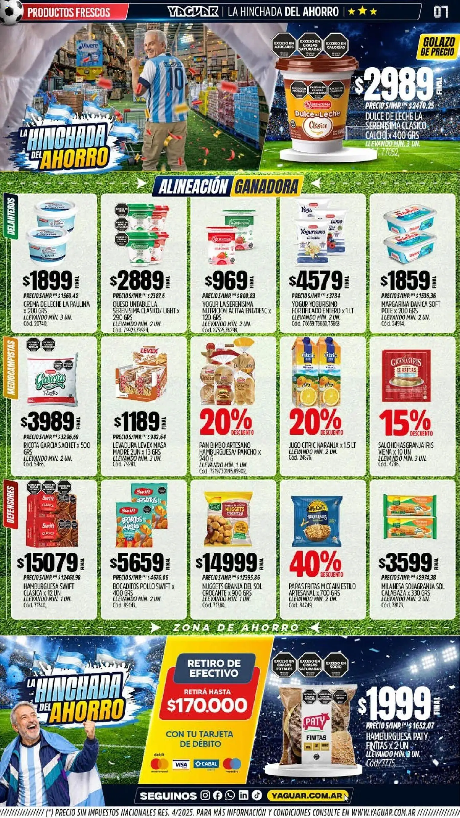 Yaguar - Oferta Semanal Mar del Plata │ válido desde el 08.06.2026 | Página: 7 | Productos: Pollo, Yogur, Papas fritas, Crema