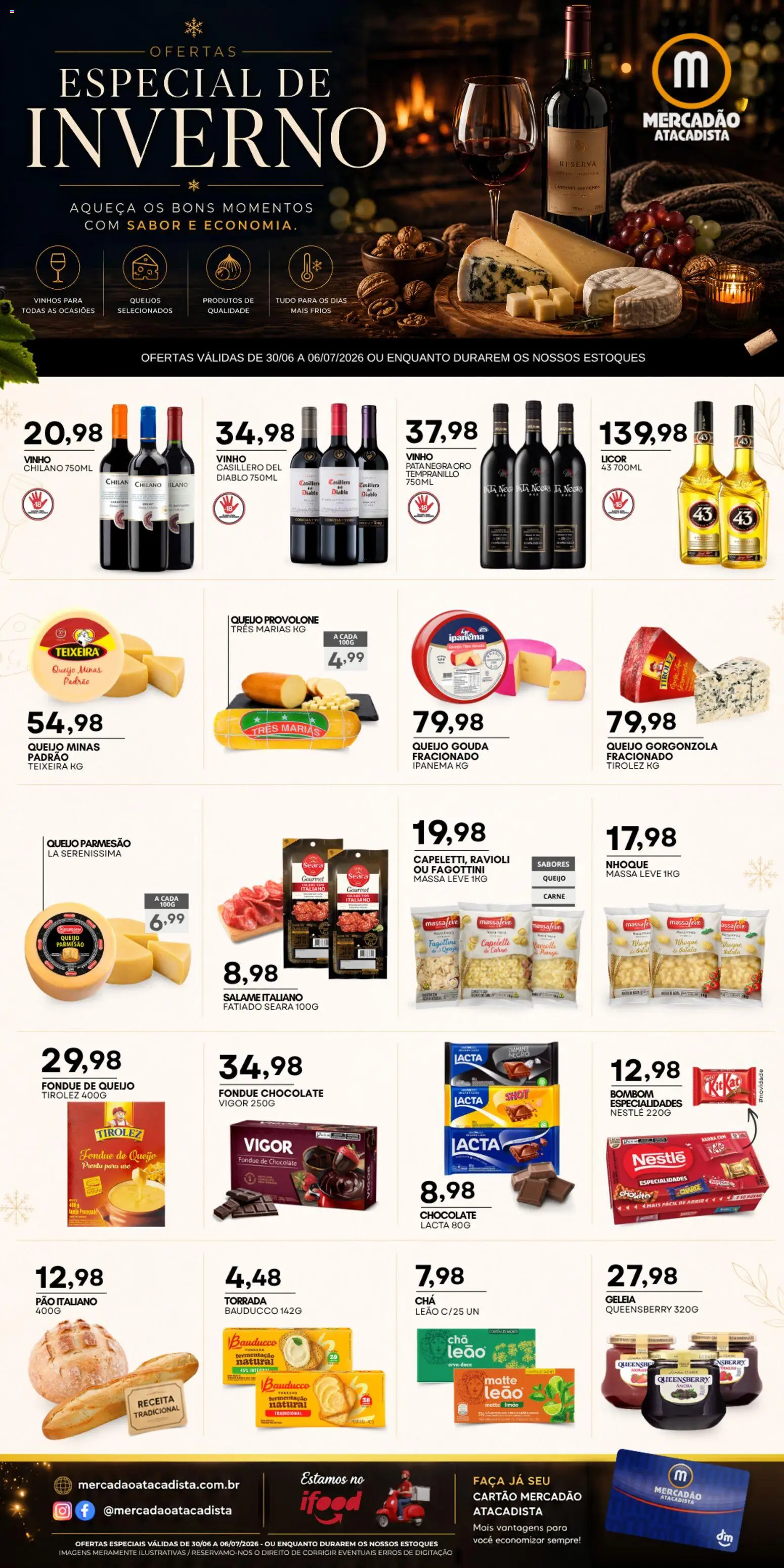 Mercadão Atacadista Folheto - válido de 30/06/2026 | Página: 1 | Produtos: Porta, Queijo, Pão, Salame