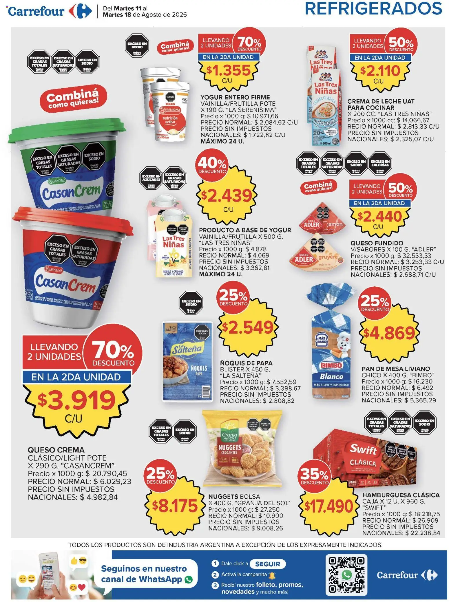 Carrefour ofertas │ válido desde el 11/08/2026 | Página: 6 | Productos: Caja, Probióticos, Queso crema, Jamón