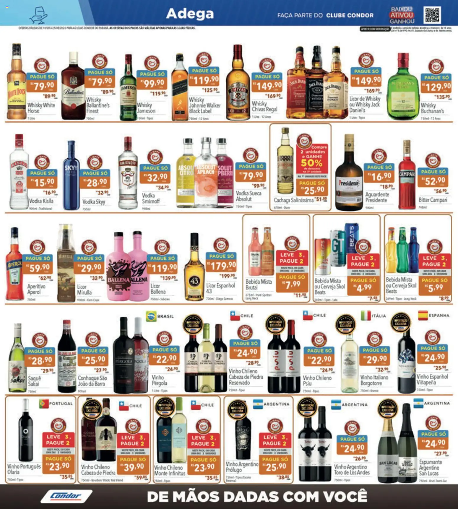 Supermercados Condor Folheto - válido de 10/08/2026 | Página: 17 | Produtos: Cachaça, Saquê, Aperol, Faca