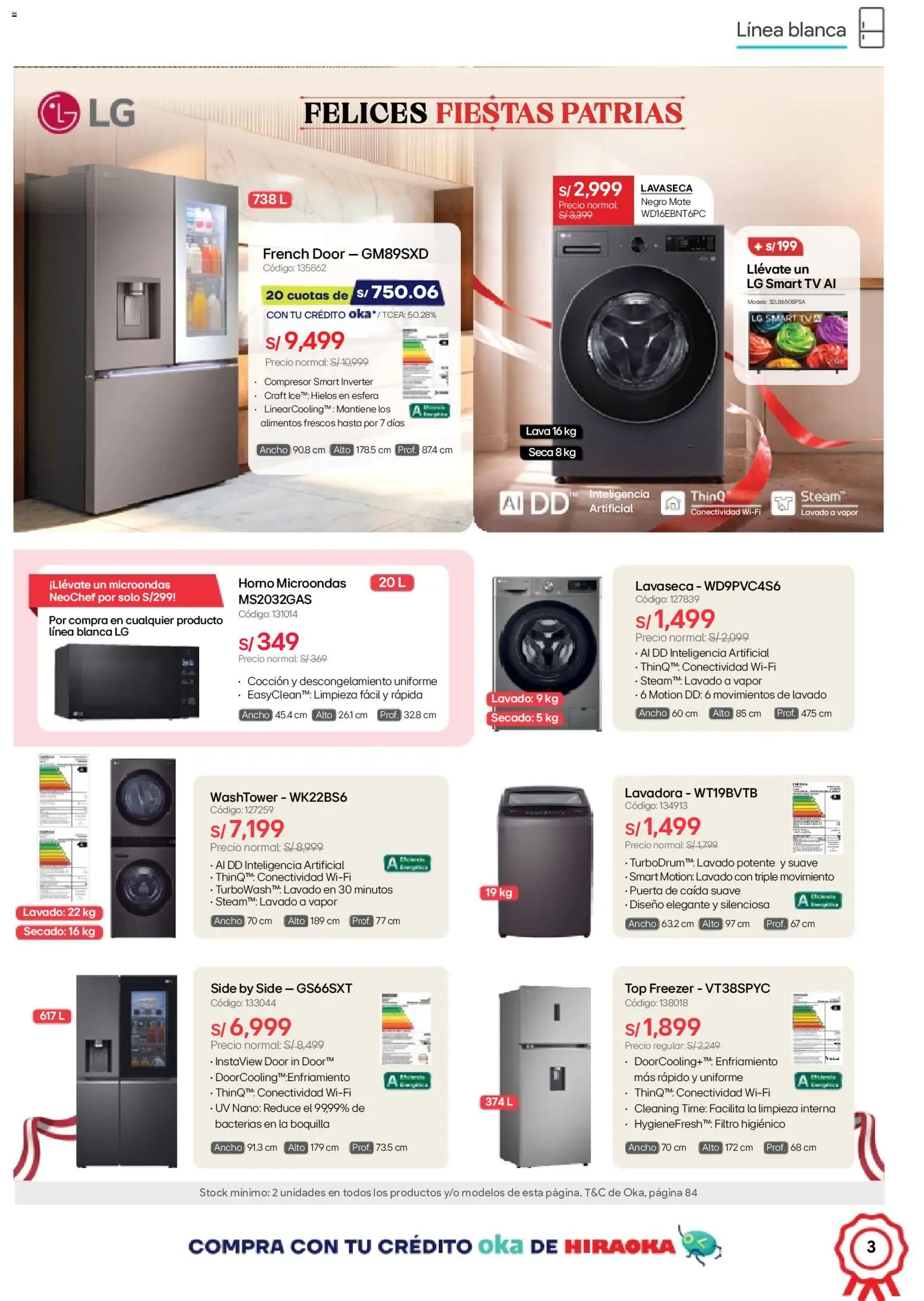 Catálogo Hiraoka válido desde 11/07/2026 | Página: 3 | Productos: Lavadora, Horno, Horno microondas