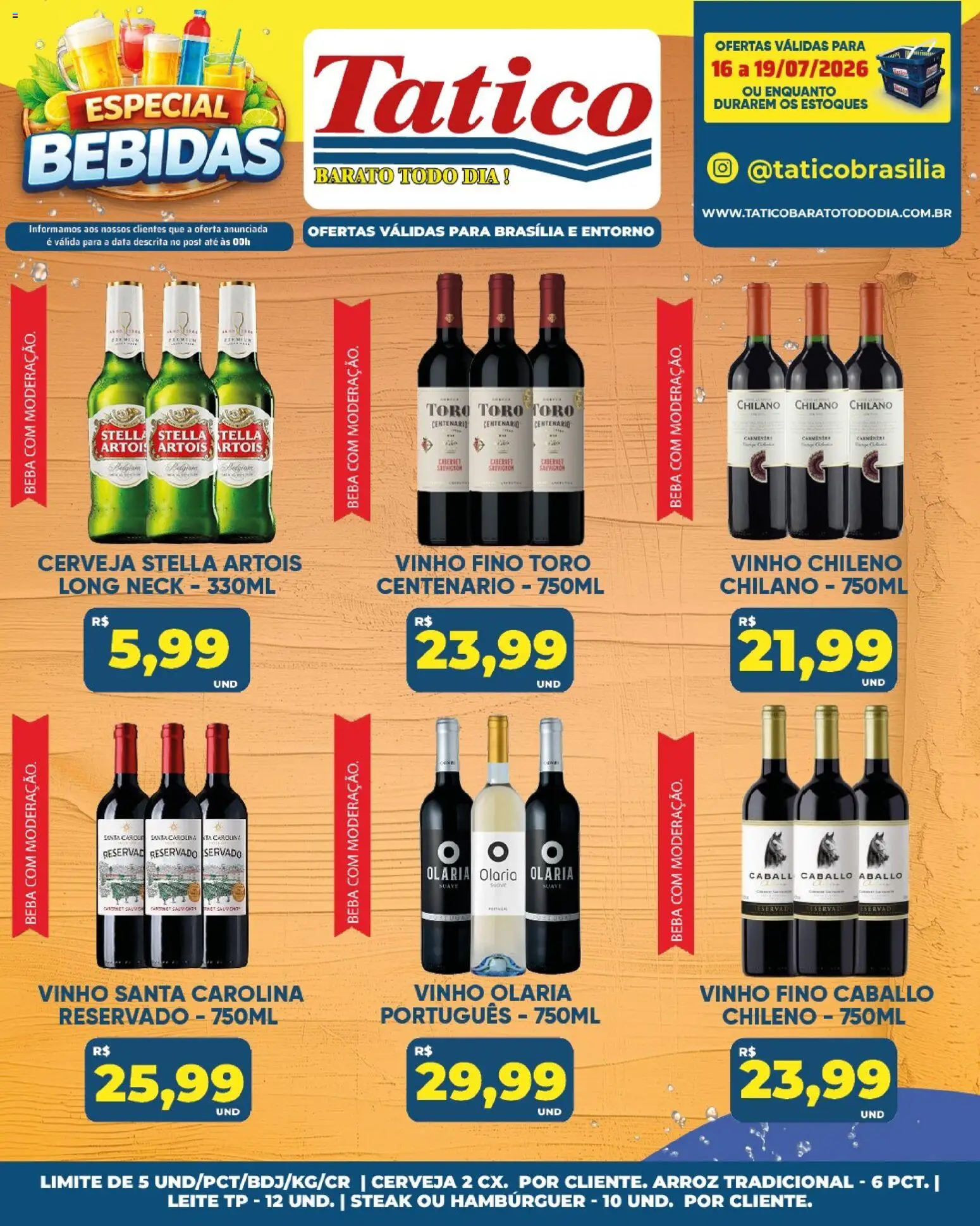 Tatico Folheto - válido de 18/07/2026 | Página: 51 | Produtos: Vinho santa carolina, Leite, Vinho, Hambúrguer