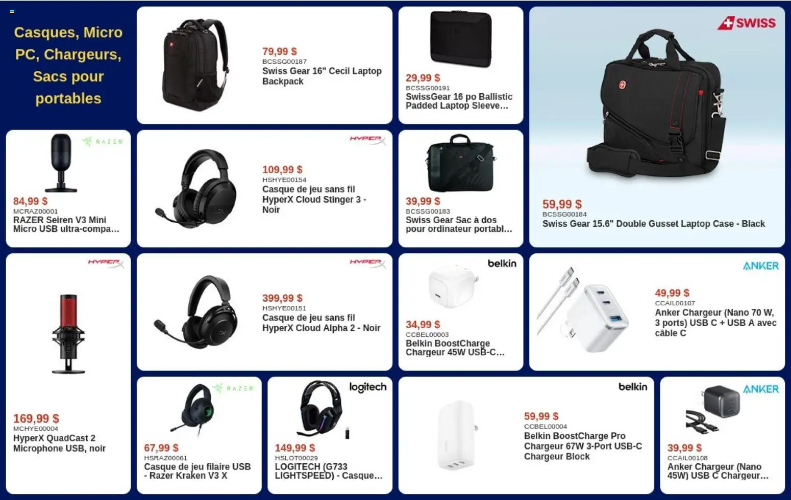 Canada Computers flyer valid from Jul 28, 2026 | Page: 8 | Products: Backpack, Cable, Microphone, Case