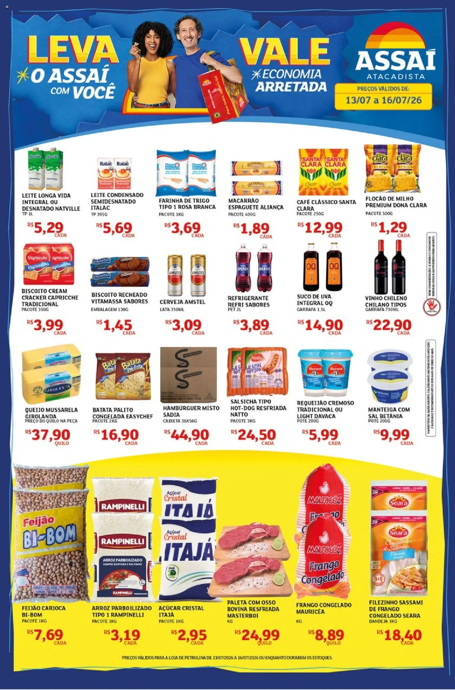 Assaí Atacadista Folheto - válido de 13/07/2026 | Página: 1 | Produtos: Biscoito, Vinho, Macarrão, Requeijão