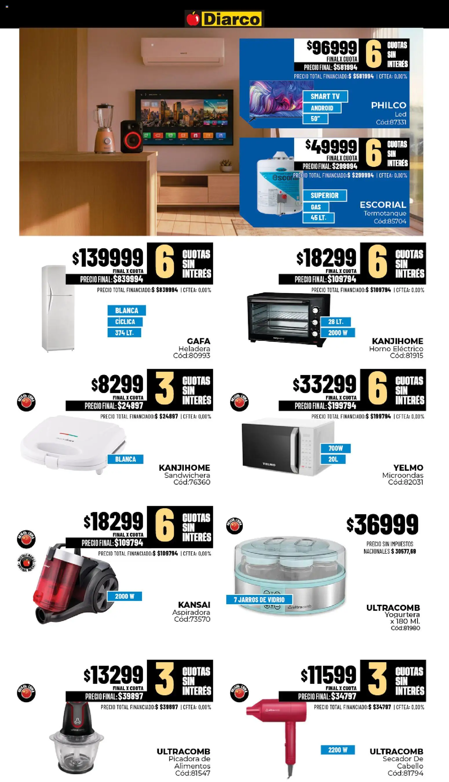 Diarco - Ofertas Gba │ válido desde el 03/08/2026 | Página: 18 | Productos: Horno, Sandwichera, Termotanque, Yogurtera