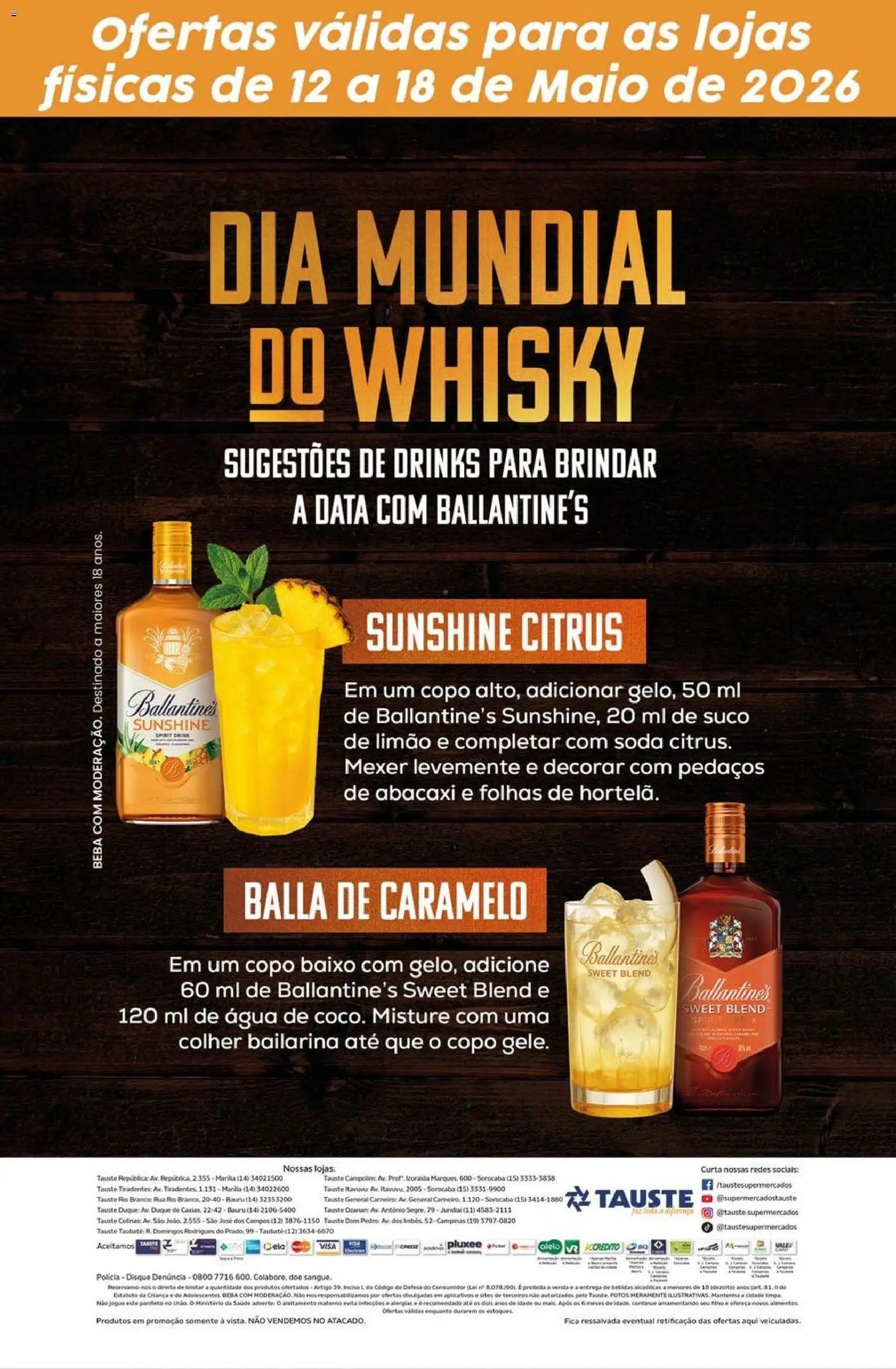 Tauste Folheto - válido de 12.05.2026 | Página: 2 | Produtos: Whisky, Abacaxi, Baixo, Soda