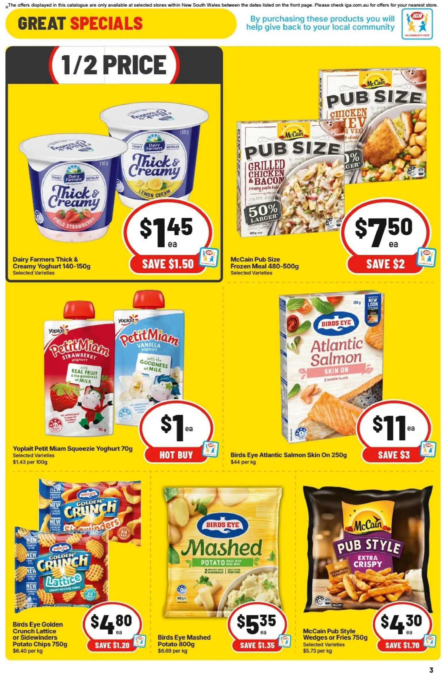 IGA catalogue - valid from 03.06.2026 | Page: 3 | Products: Yoghurt, Chips, Cream, Lemon